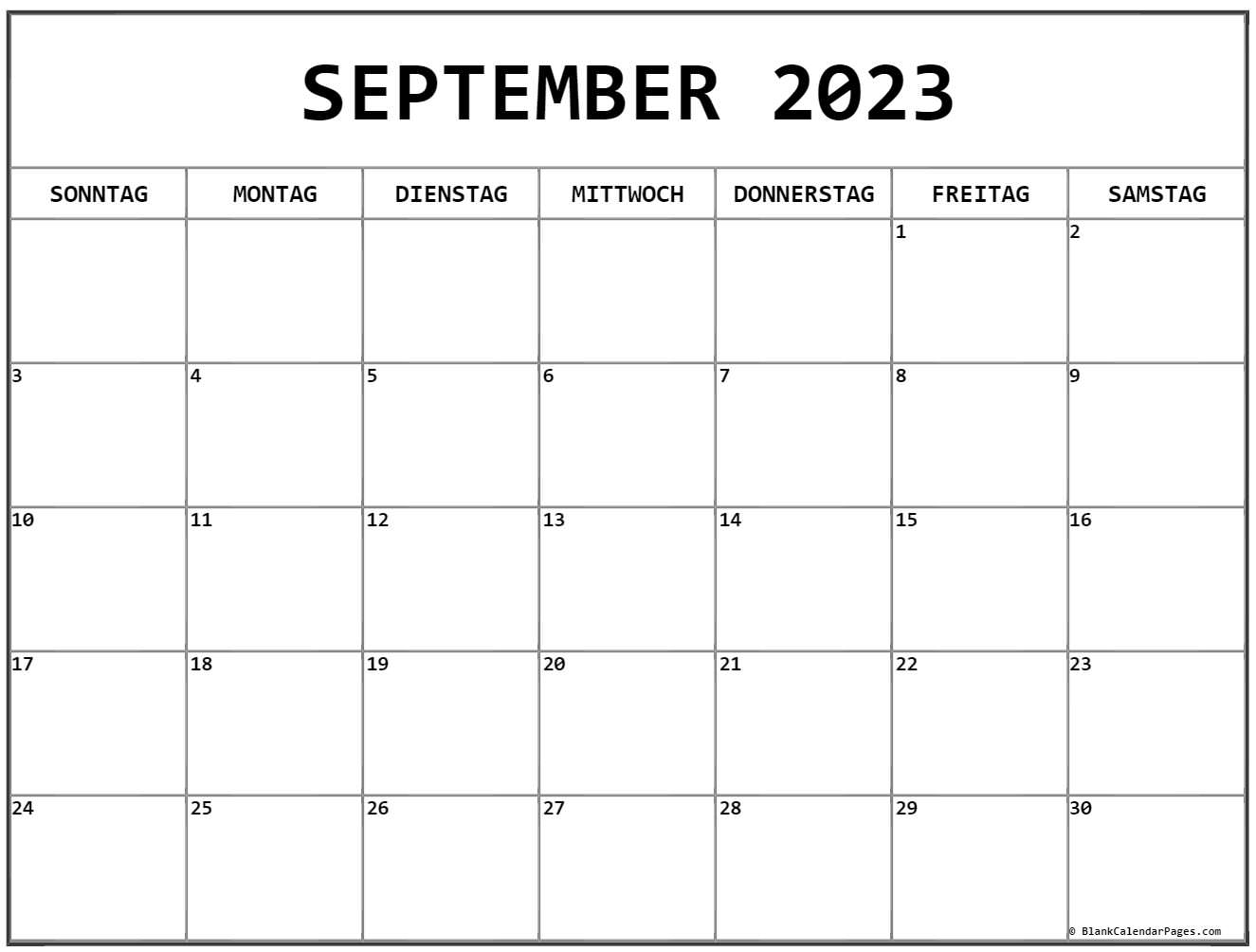 September 2023 kalender auf Deutsch kalender 2023