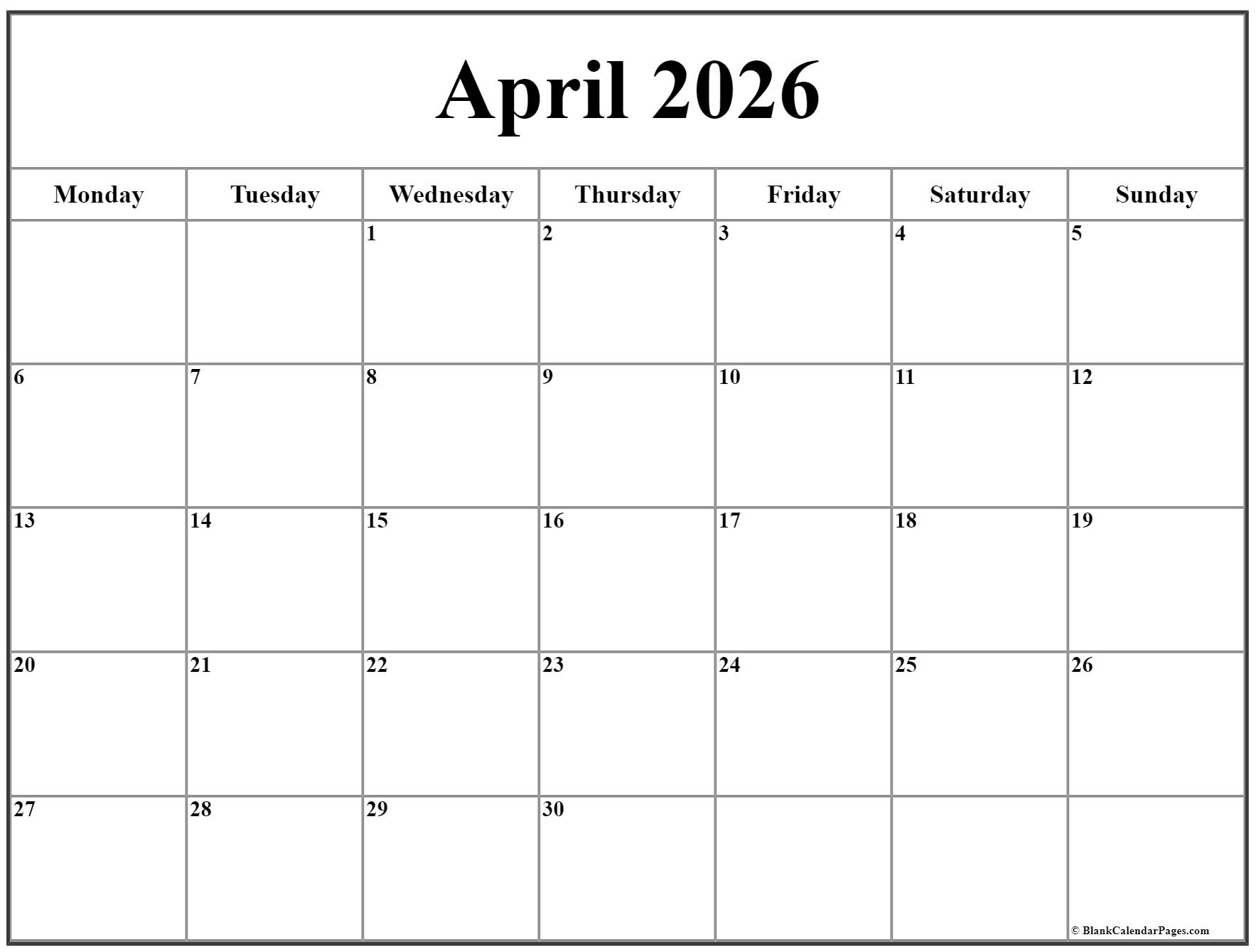 April 2024 Monday Calendar Monday To Sunday April 2024 Monday Calendar Monday To Sunday