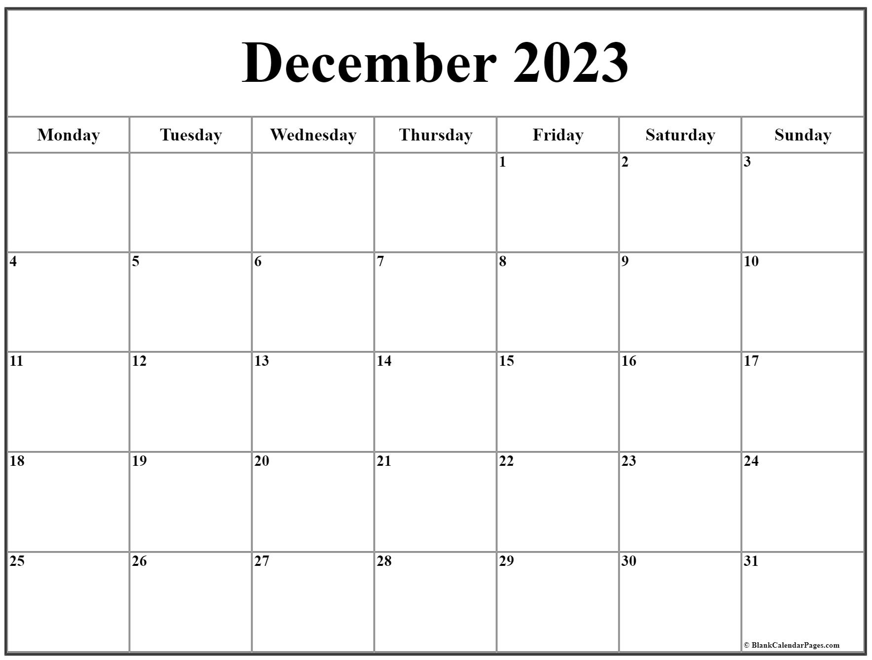 December 2023 Calendar Monday Start Get Calendar 2023 Update