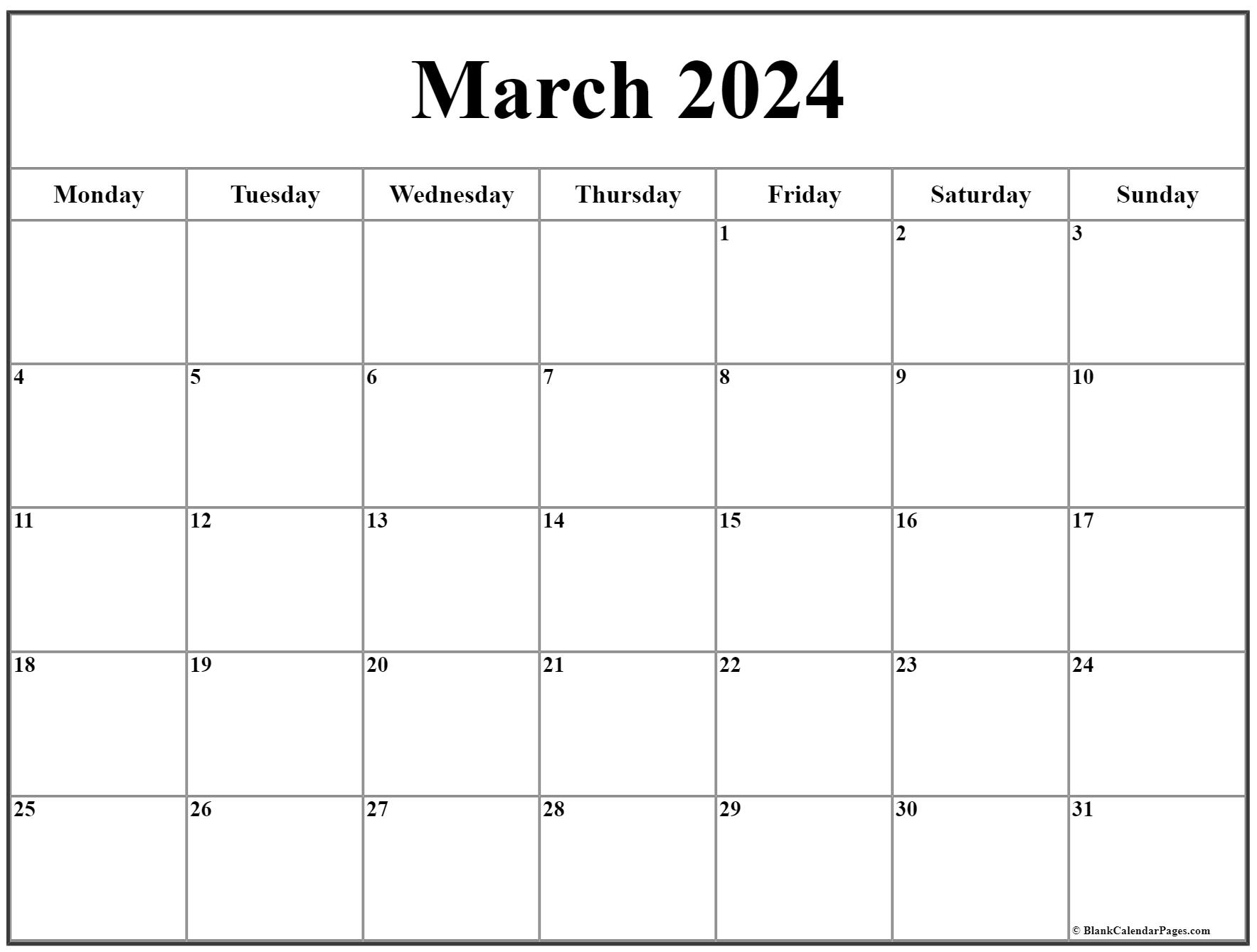 march 2021 calendar monday start March 2021 Monday Calendar Monday To Sunday march 2021 calendar monday start