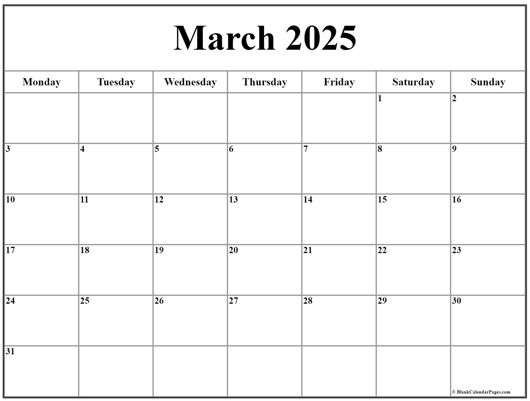 March 2025 Calendar Monday Start Printable Asger E Nilsson March 2025 Calendar Monday Start Printable Asger E Nilsson
