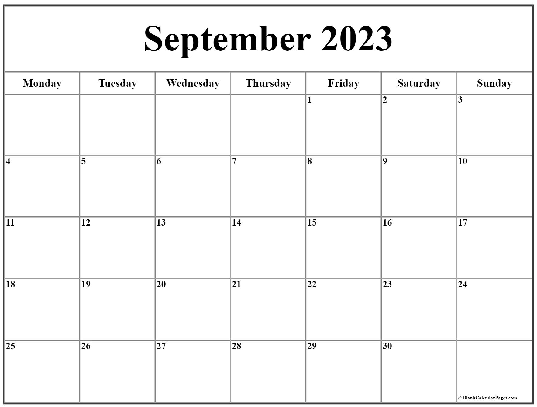 September 2023 Calendar Starting Monday Get Calendar 2023 Update
