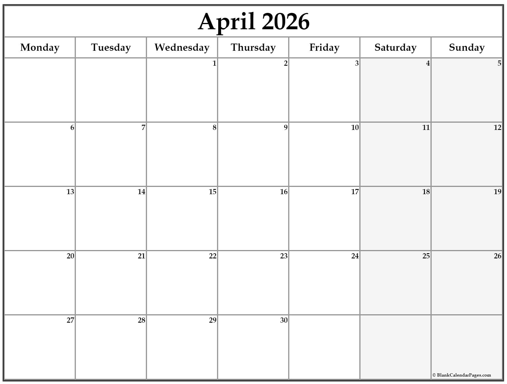 April 2024 Monday Calendar Monday To Sunday April 2024 Monday Calendar Monday To Sunday