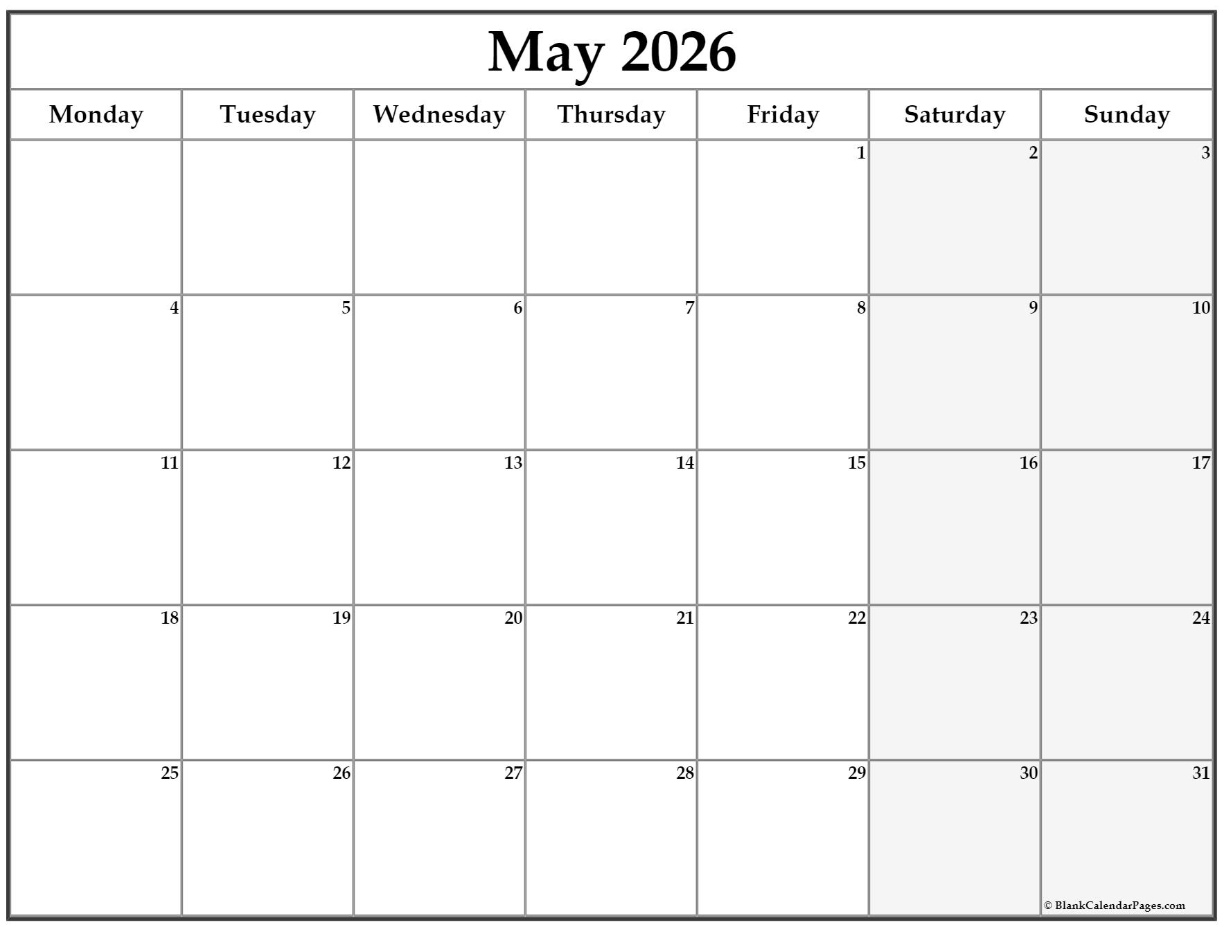 May Calendar 2024 Printable Monday Start Lexi Shayne