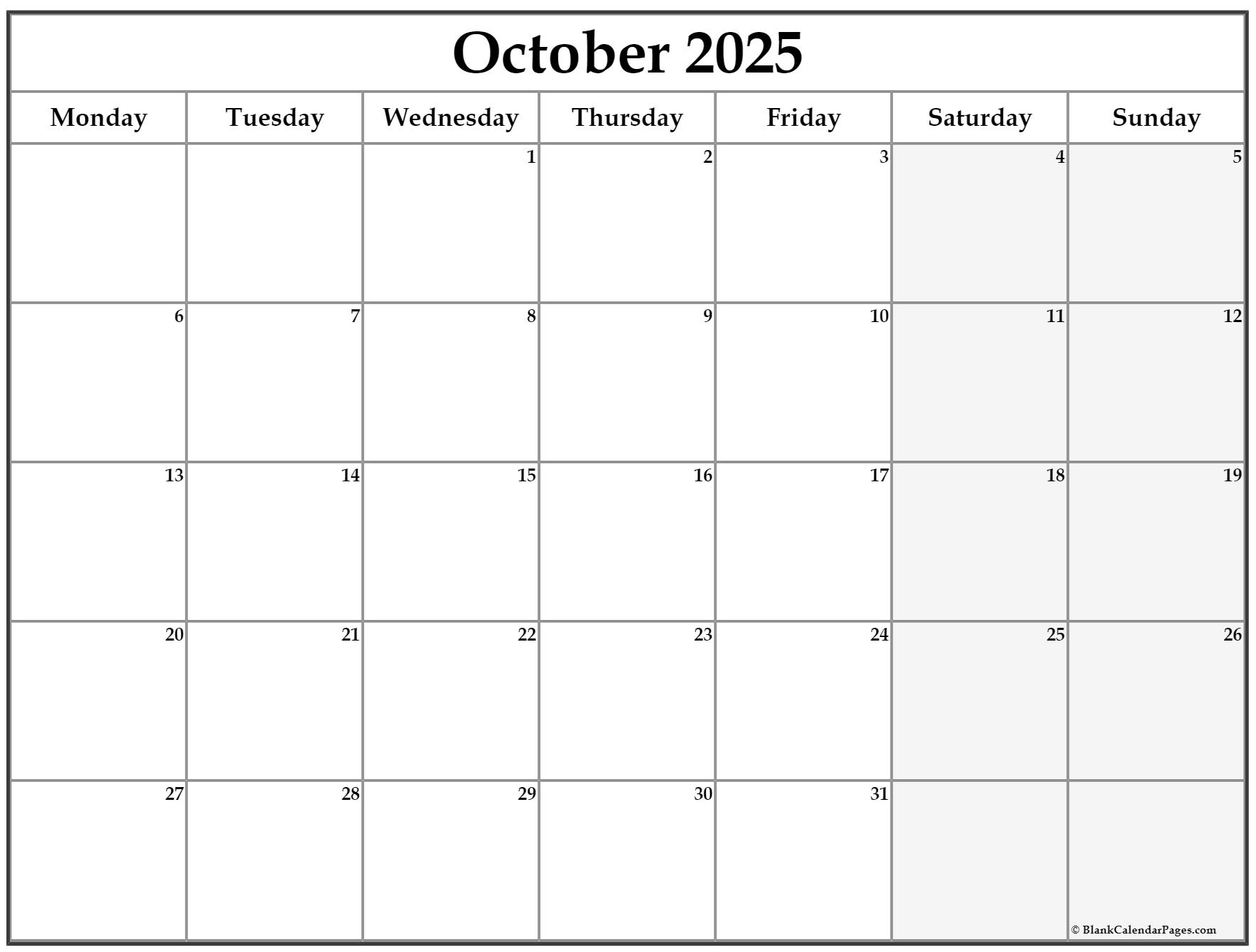 October 2023 Calendar Starting Monday Get Latest Map Update