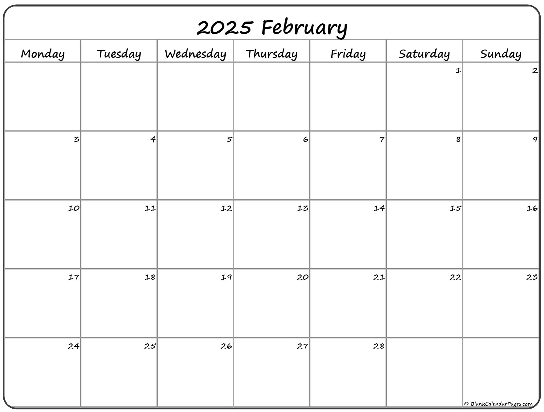 February 2025 Calendar Monday To Sunday School Lesson Jaime Lillian