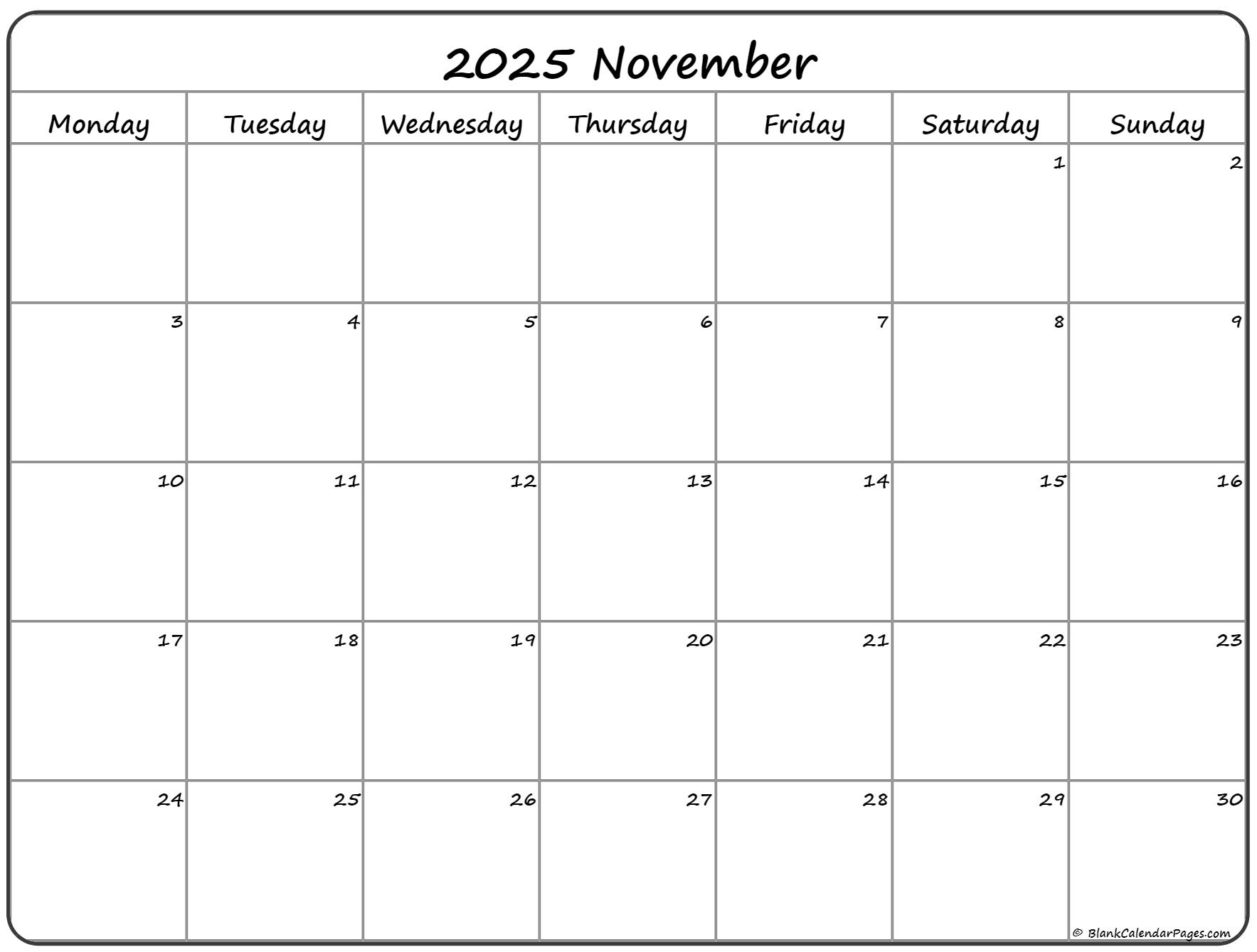 November 2023 Monday Calendar Monday To Sunday