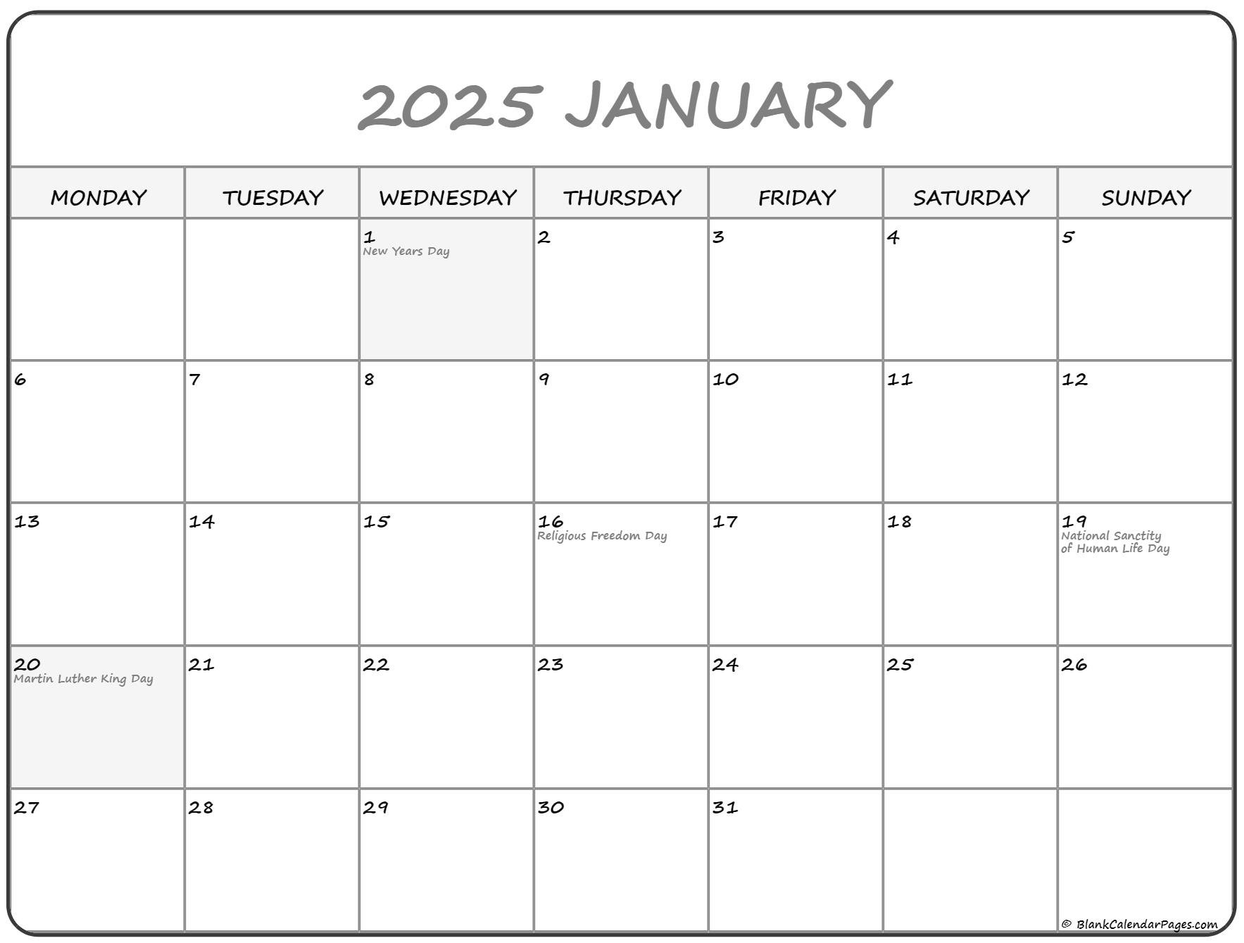January 2023 Monday Calendar Get Calendar 2023 Update