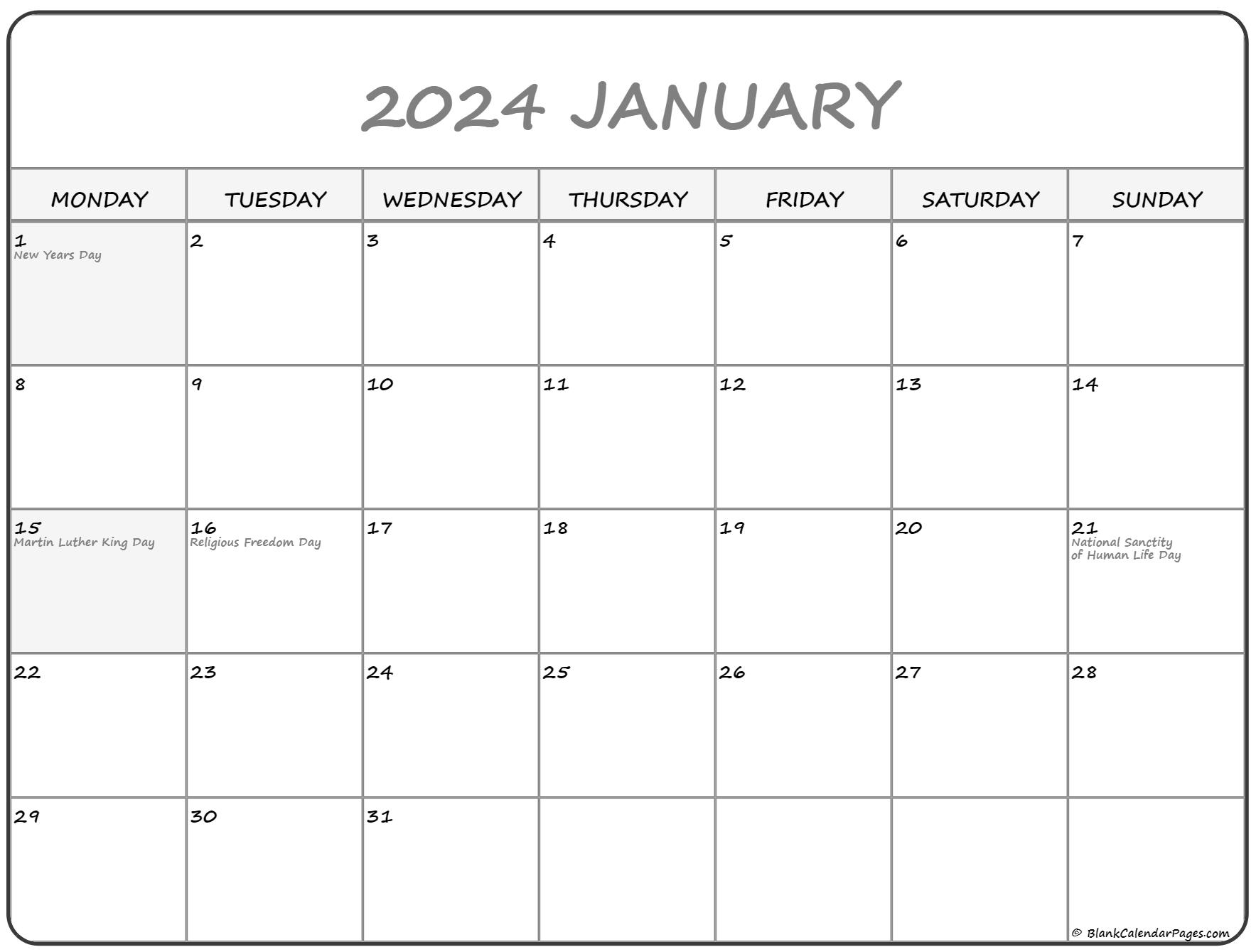 January 2024 Calendar Printable