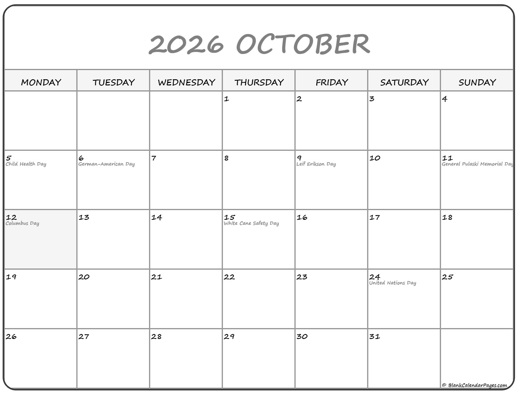 October 2023 Monday Calendar Monday To Sunday