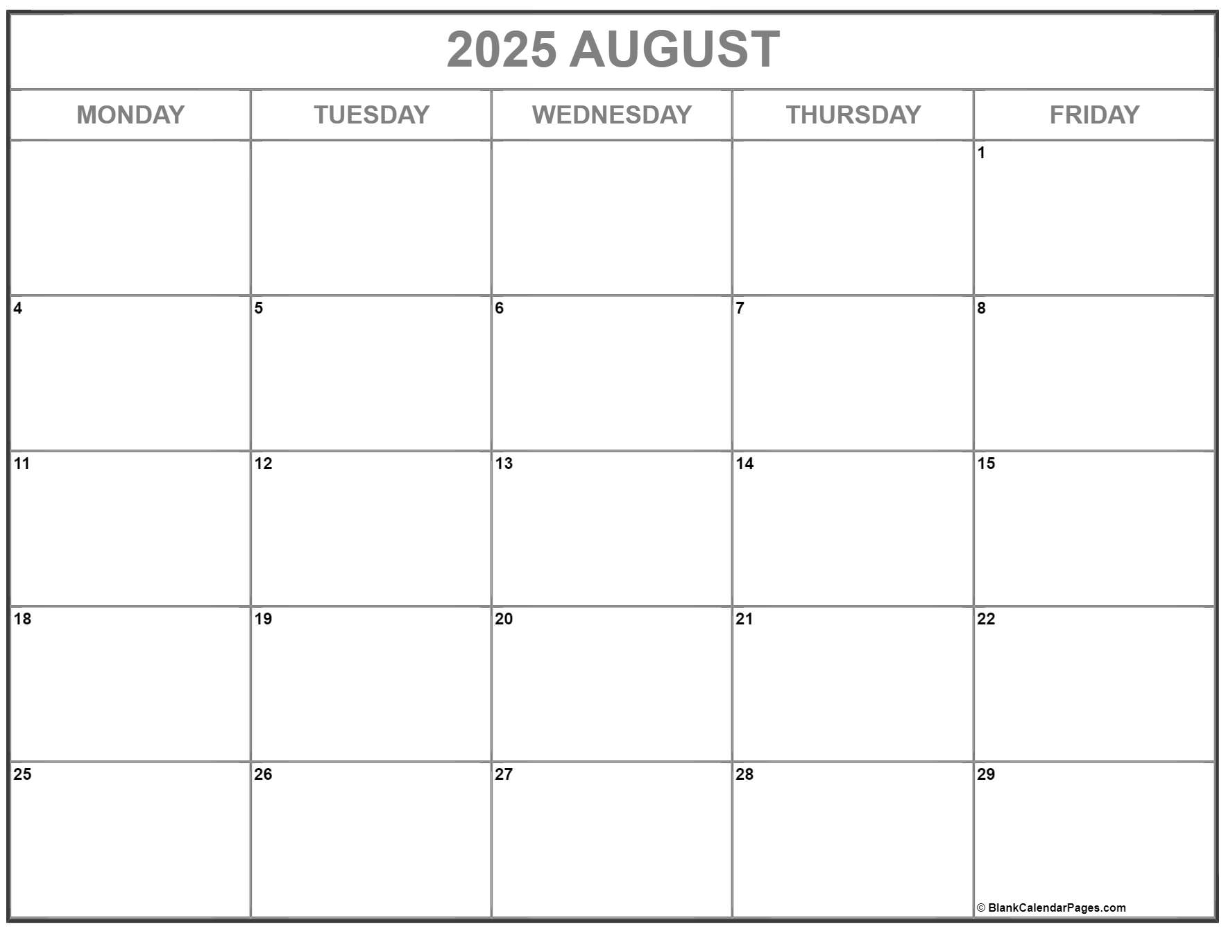 August 2023 Monday Calendar Monday To Sunday