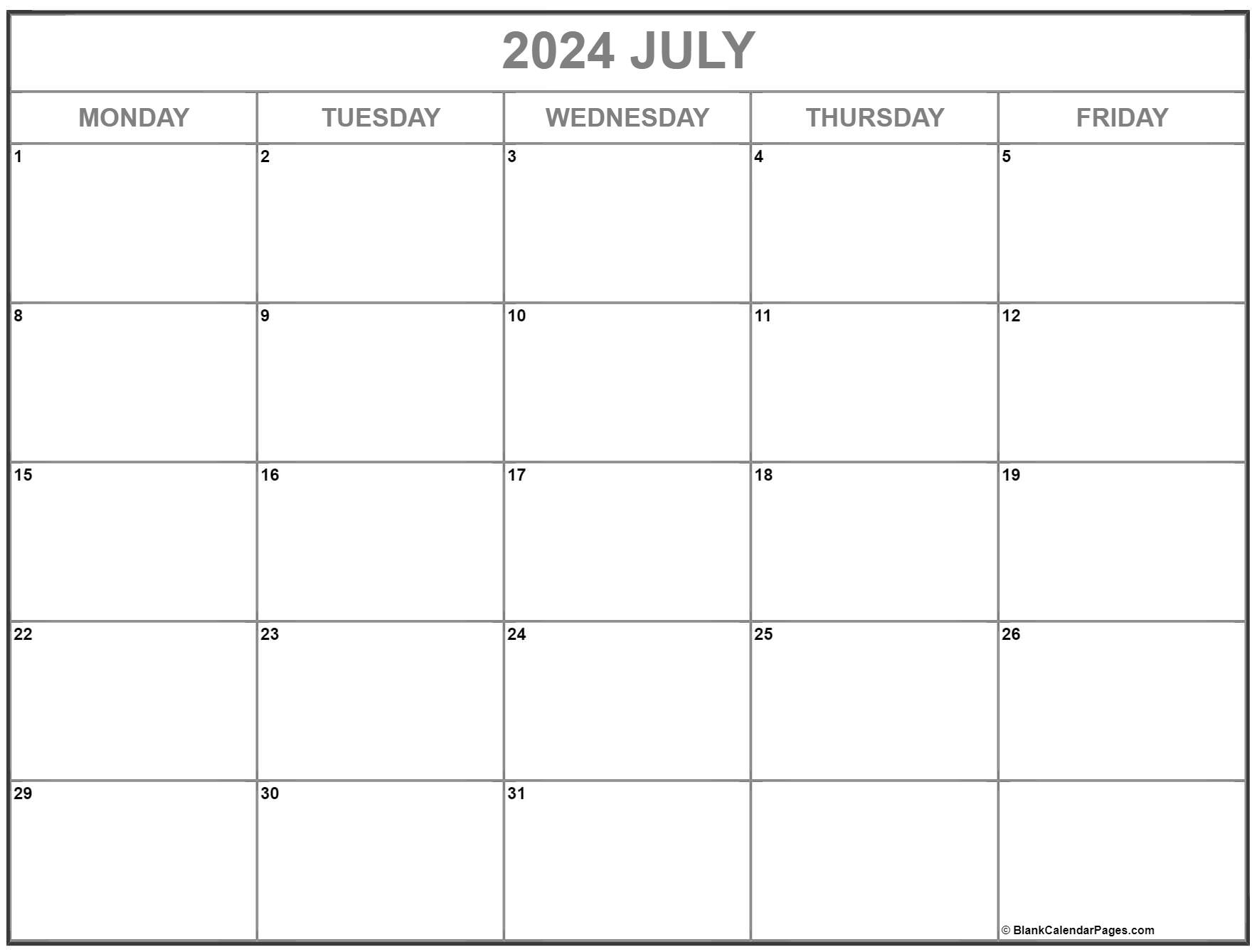 july 2020 monday calendar monday to sunday