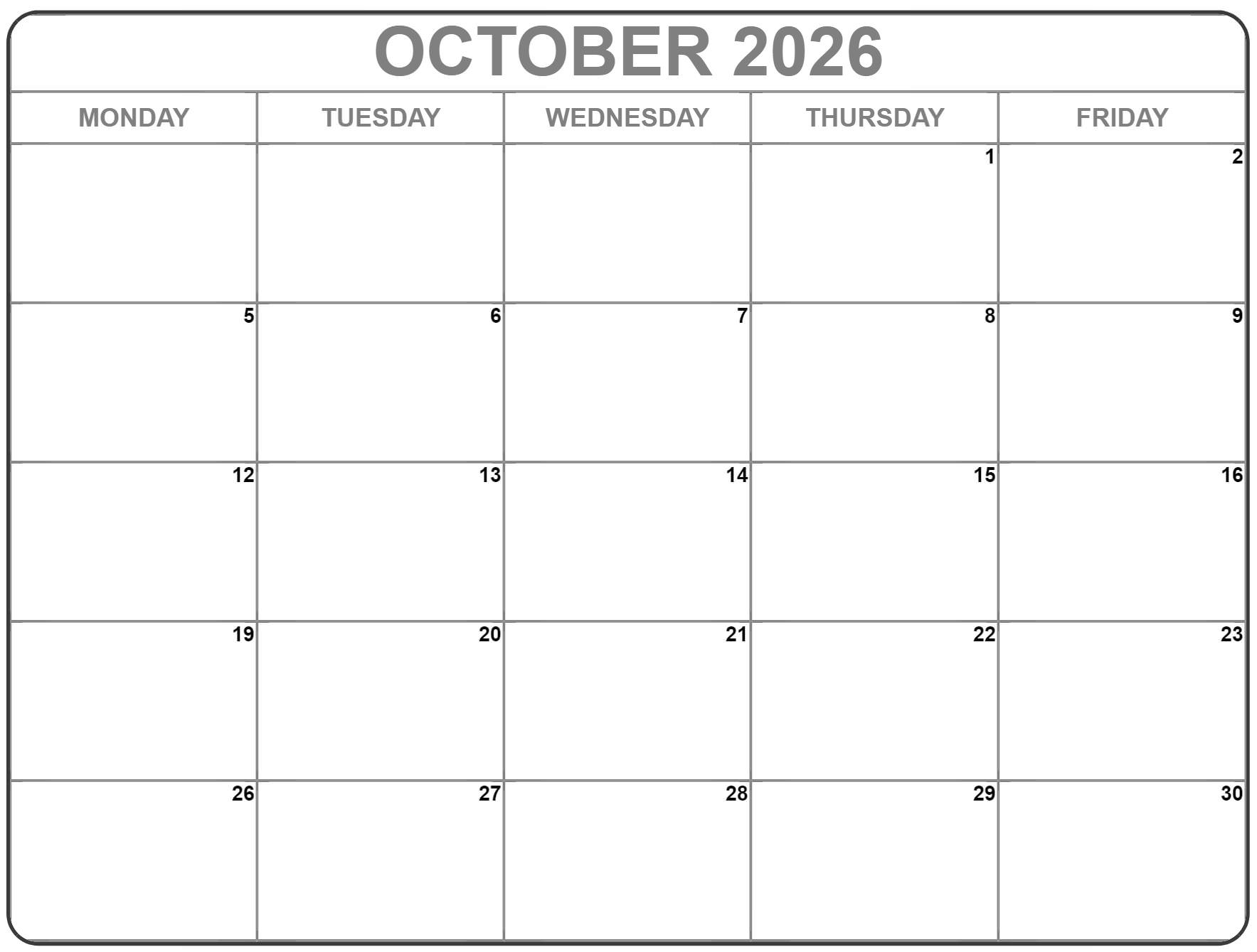 October 31st 2026 October 2026 Monday Calendar AusmalbilderFurKinder de