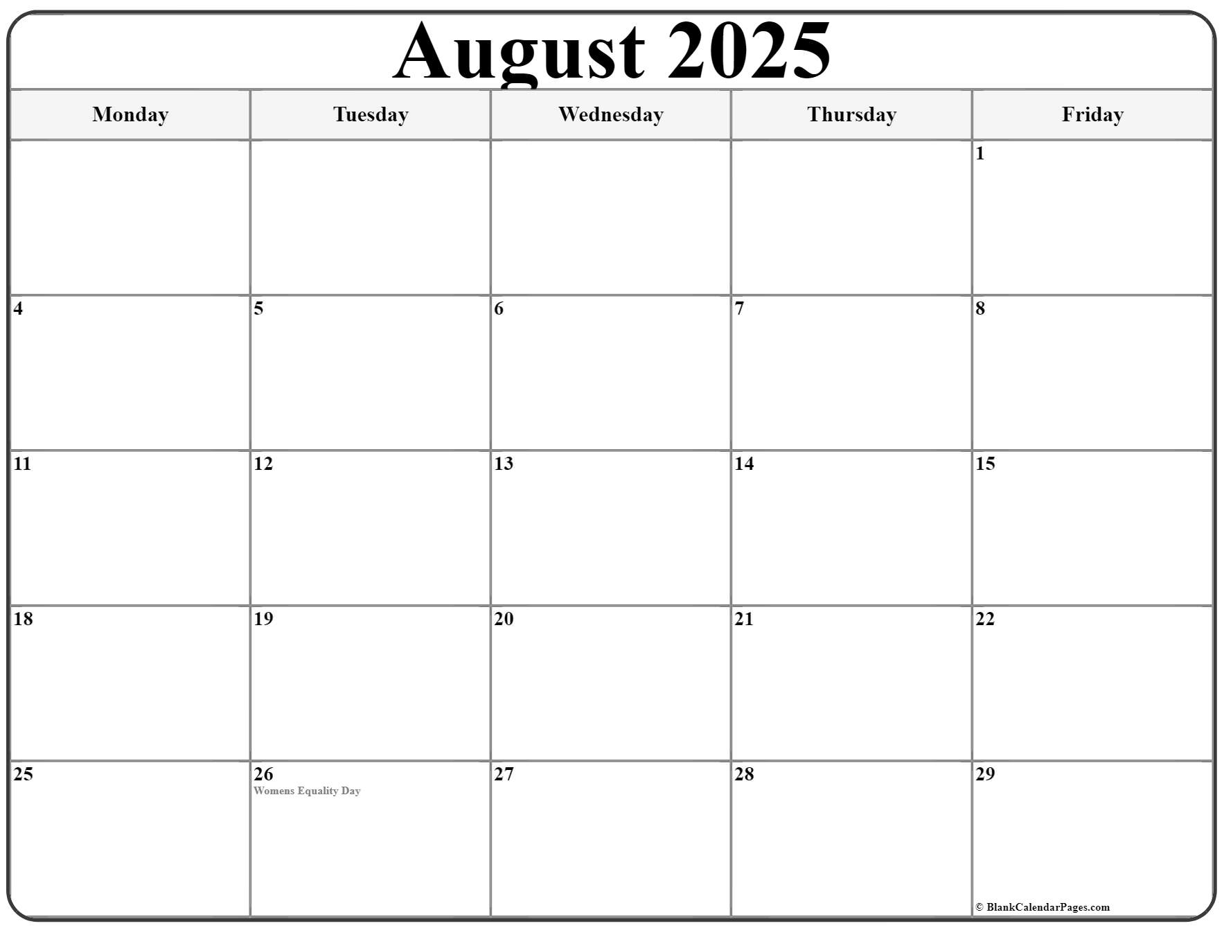 August 2022 Monday Calendar Monday To Sunday