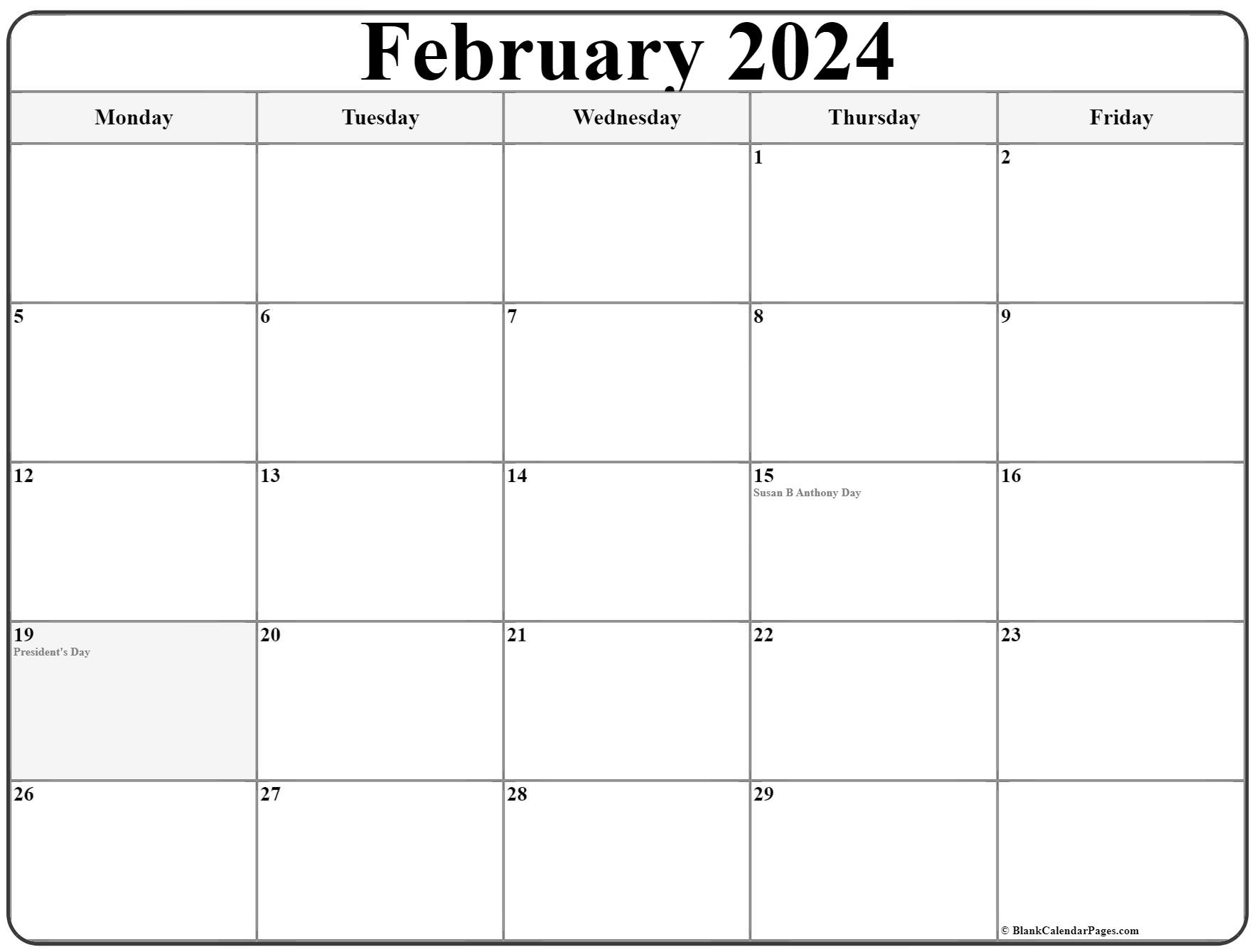 February 2021 Monday Calendar Monday To Sunday