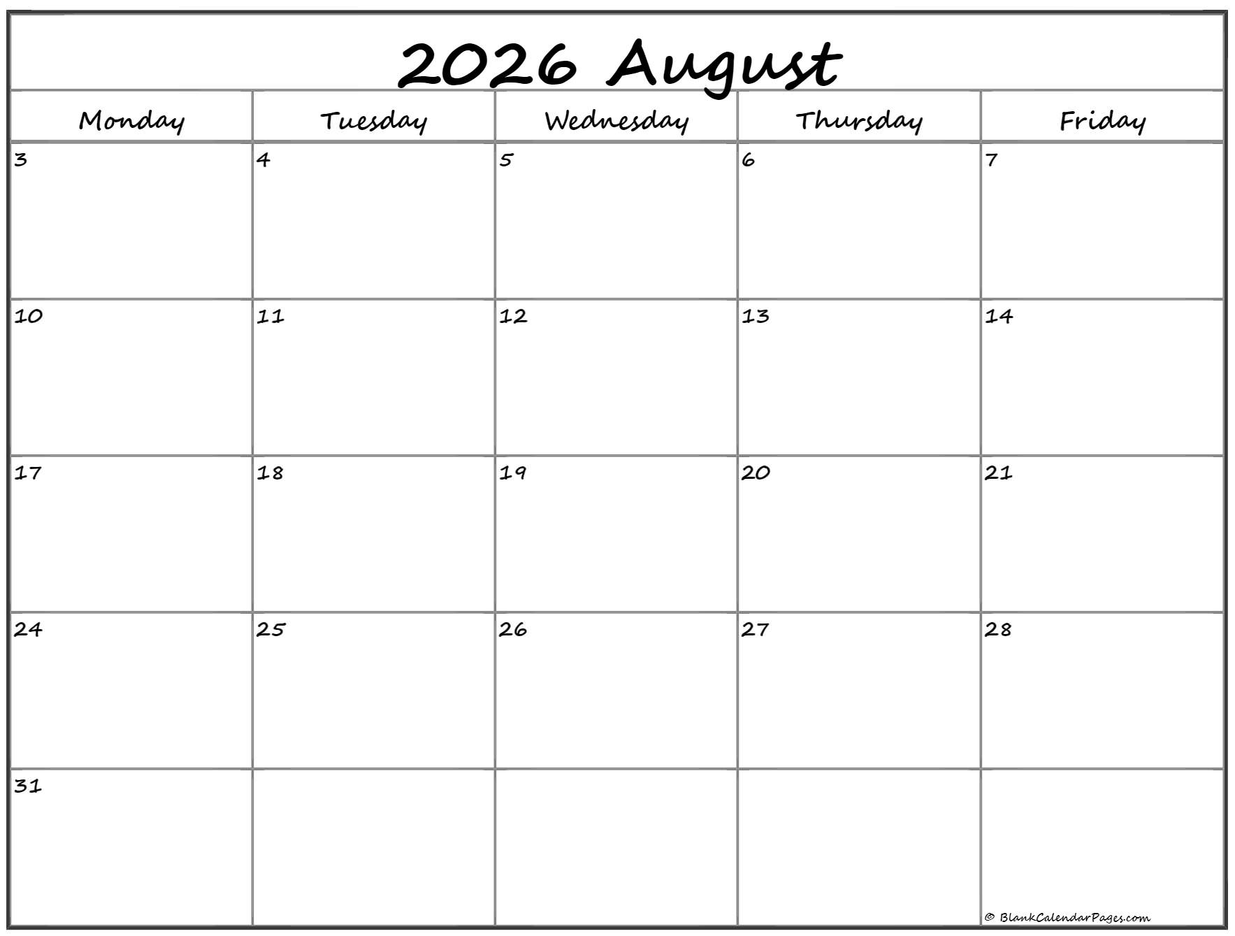 August 2024 Monday Calendar Monday To Sunday