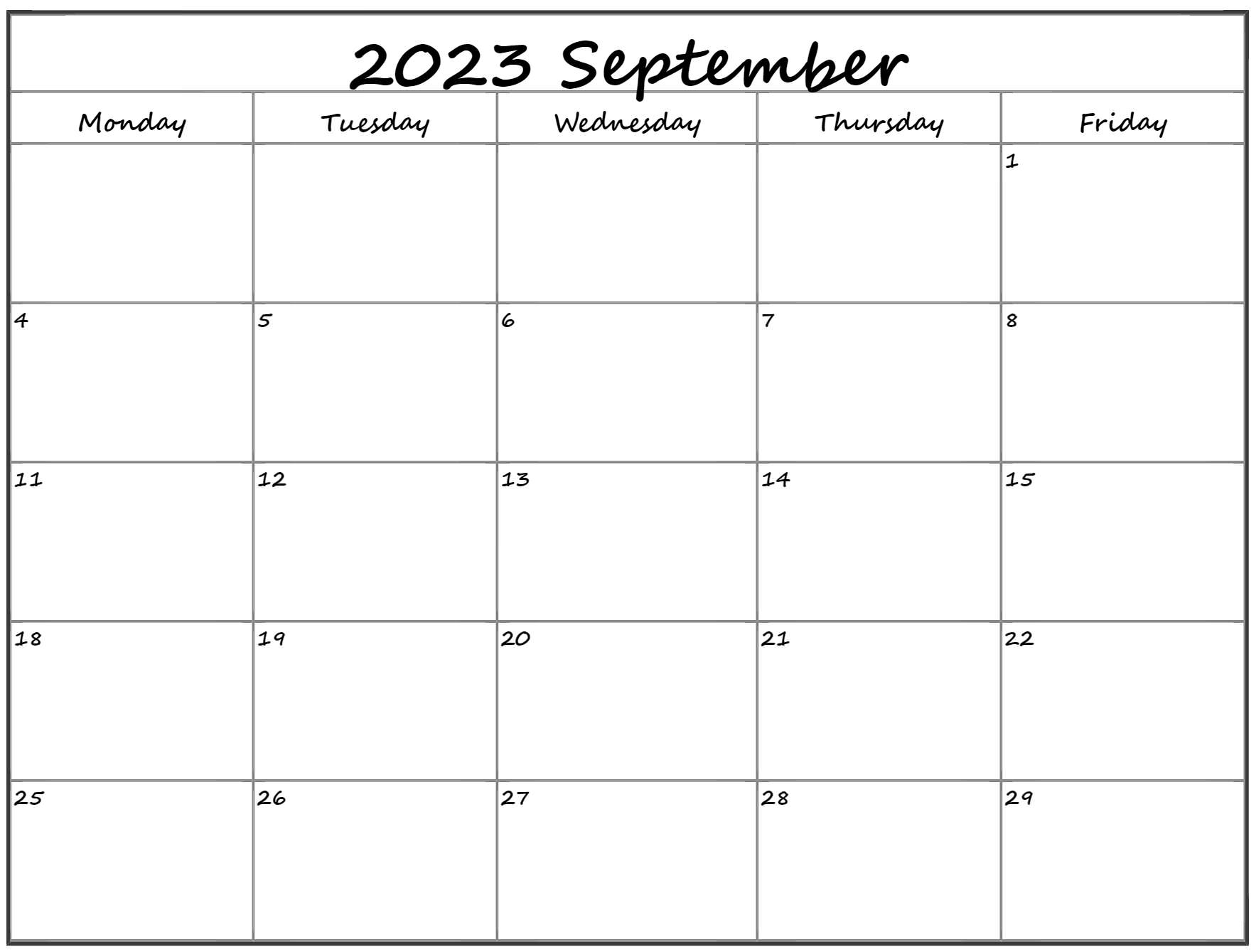 Free Printable Calendar 2023 September
