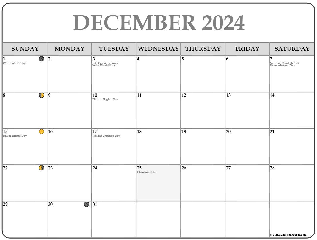 December 2024 Lunar Calendar Moon Phase Calendar