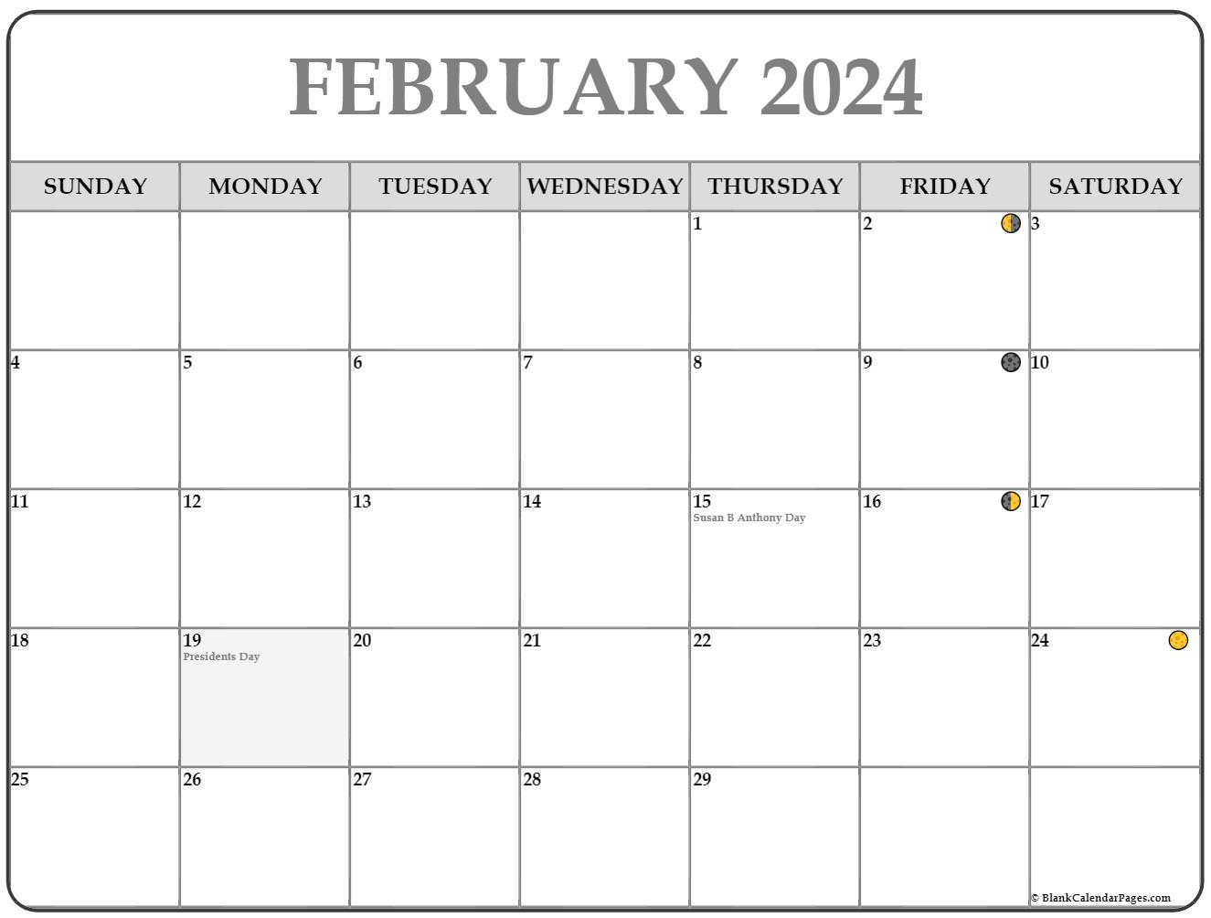 February 2024 Calendar With Moon Phases 2024 CALENDAR PRINTABLE