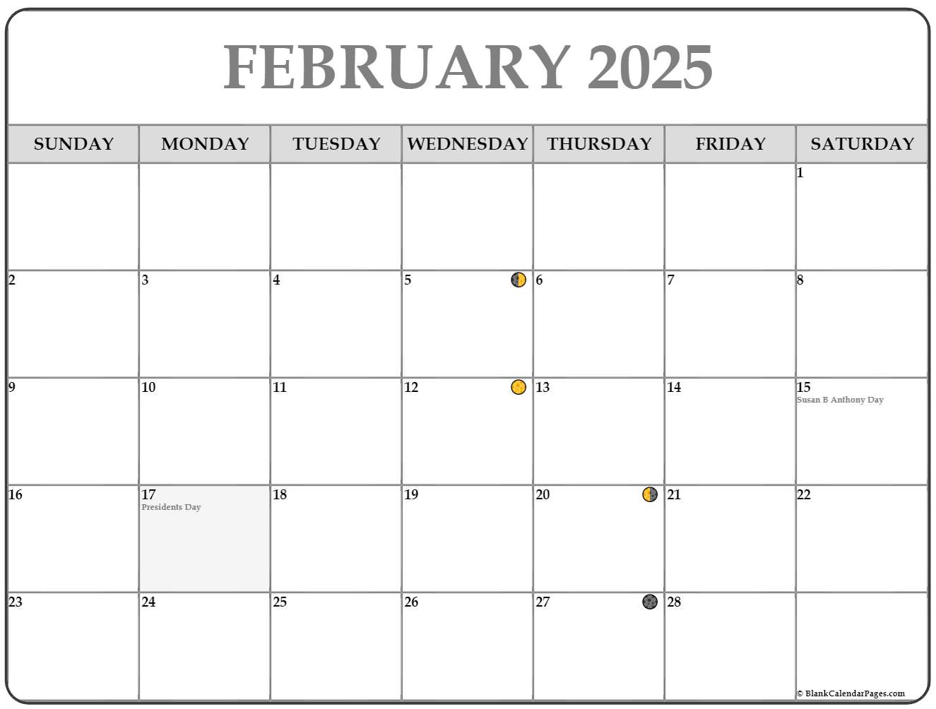 February 2025 Lunar Calendar Moon Phase Calendar