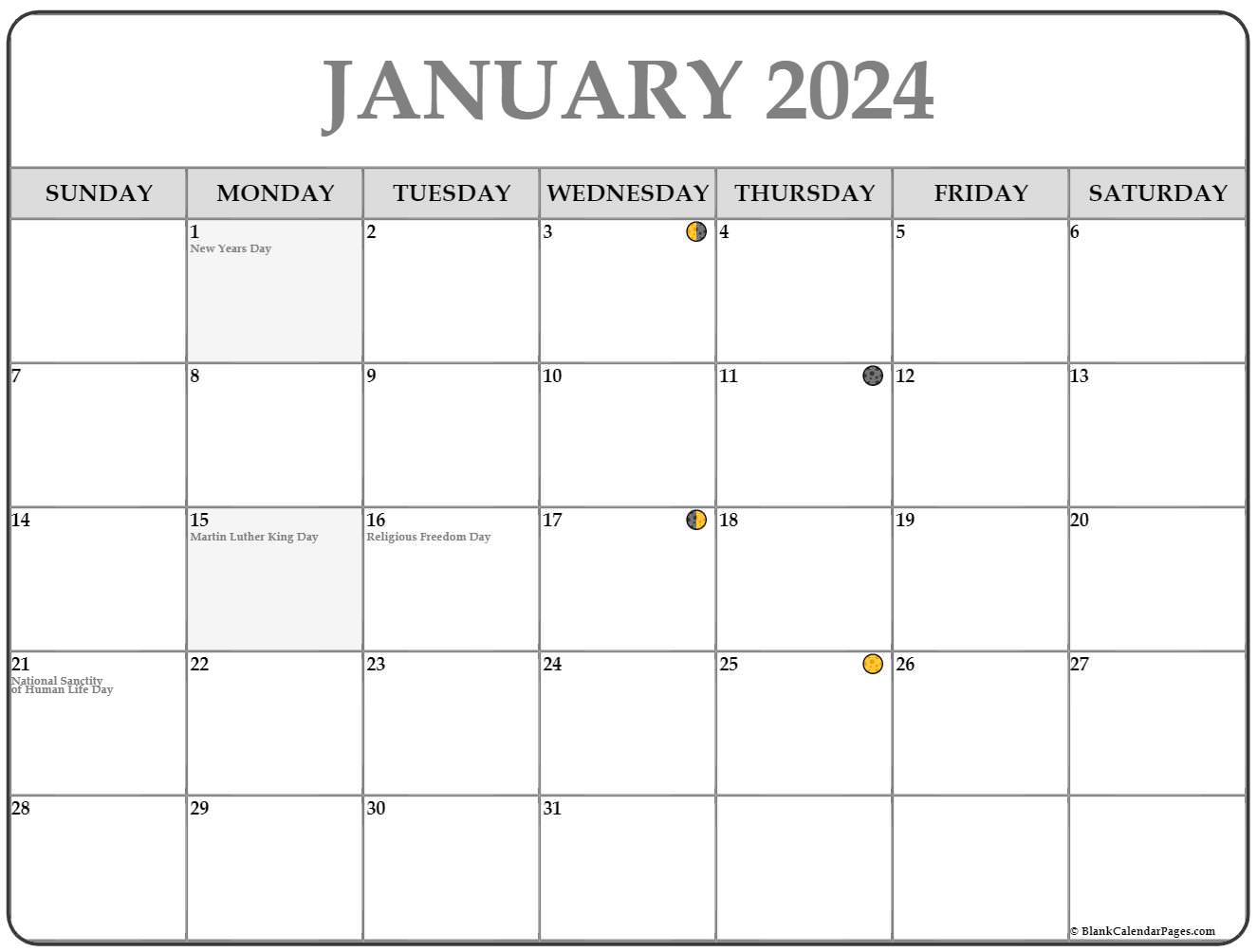 Calendar 2021 Moon Phases