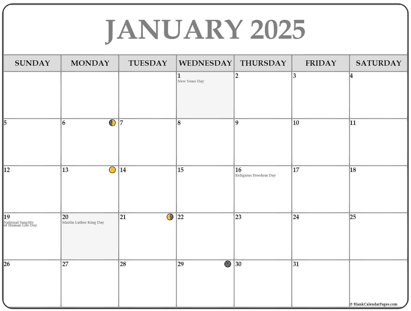 Moon Giant Calendar January 2025 Chicago Usa