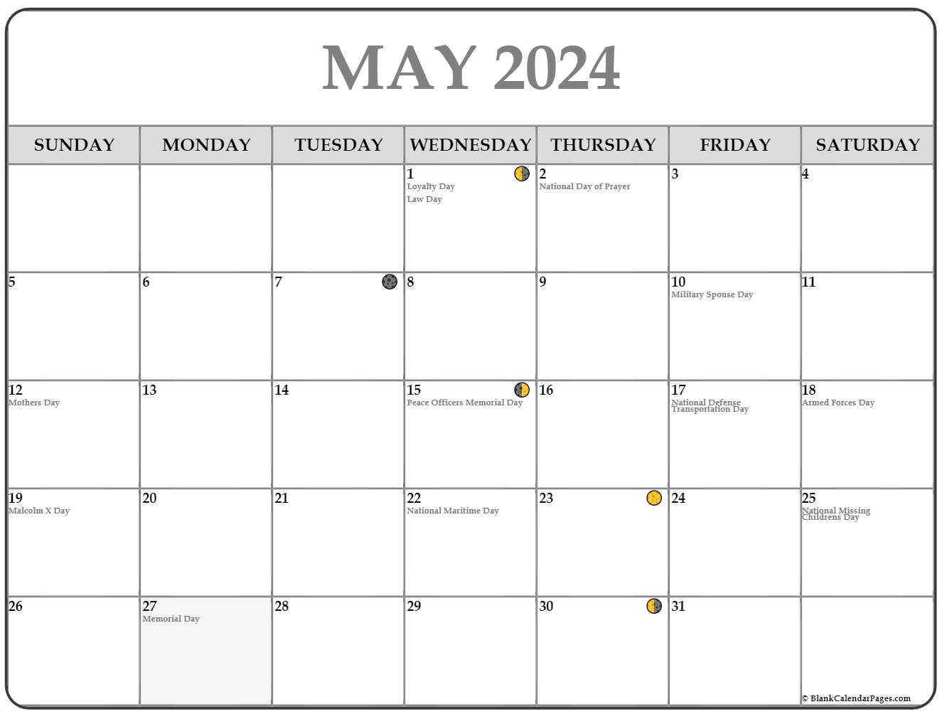 May 2024 Lunar Calendar Moon Phase Calendar