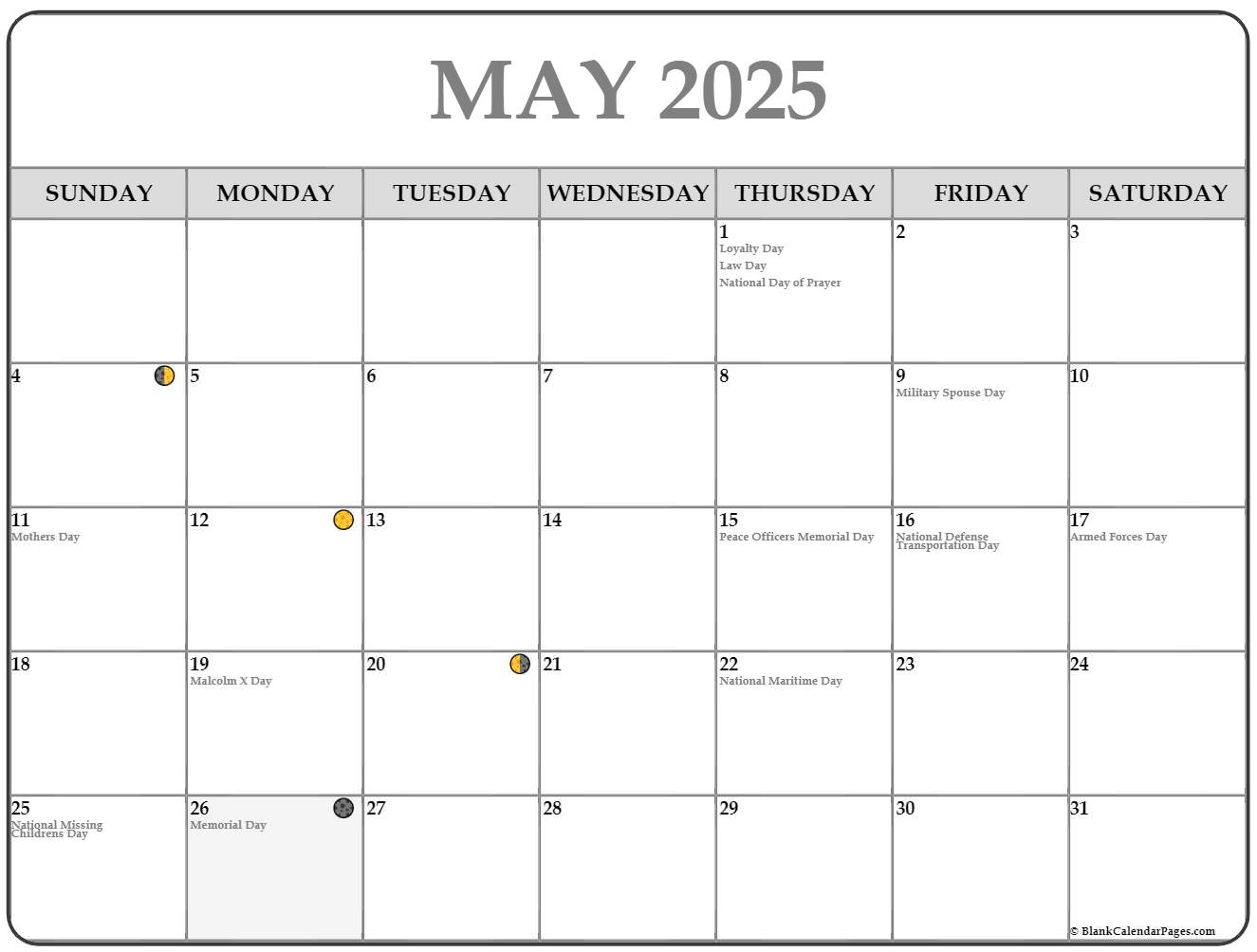 Moon Calendar May 2025