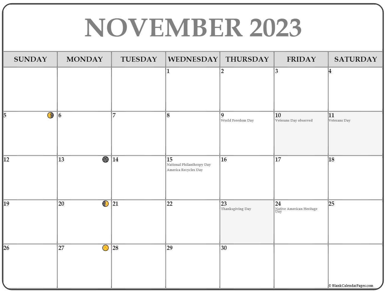 November 2023 Lunar Calendar | Moon Phase Calendar november 4 1996 moon phase