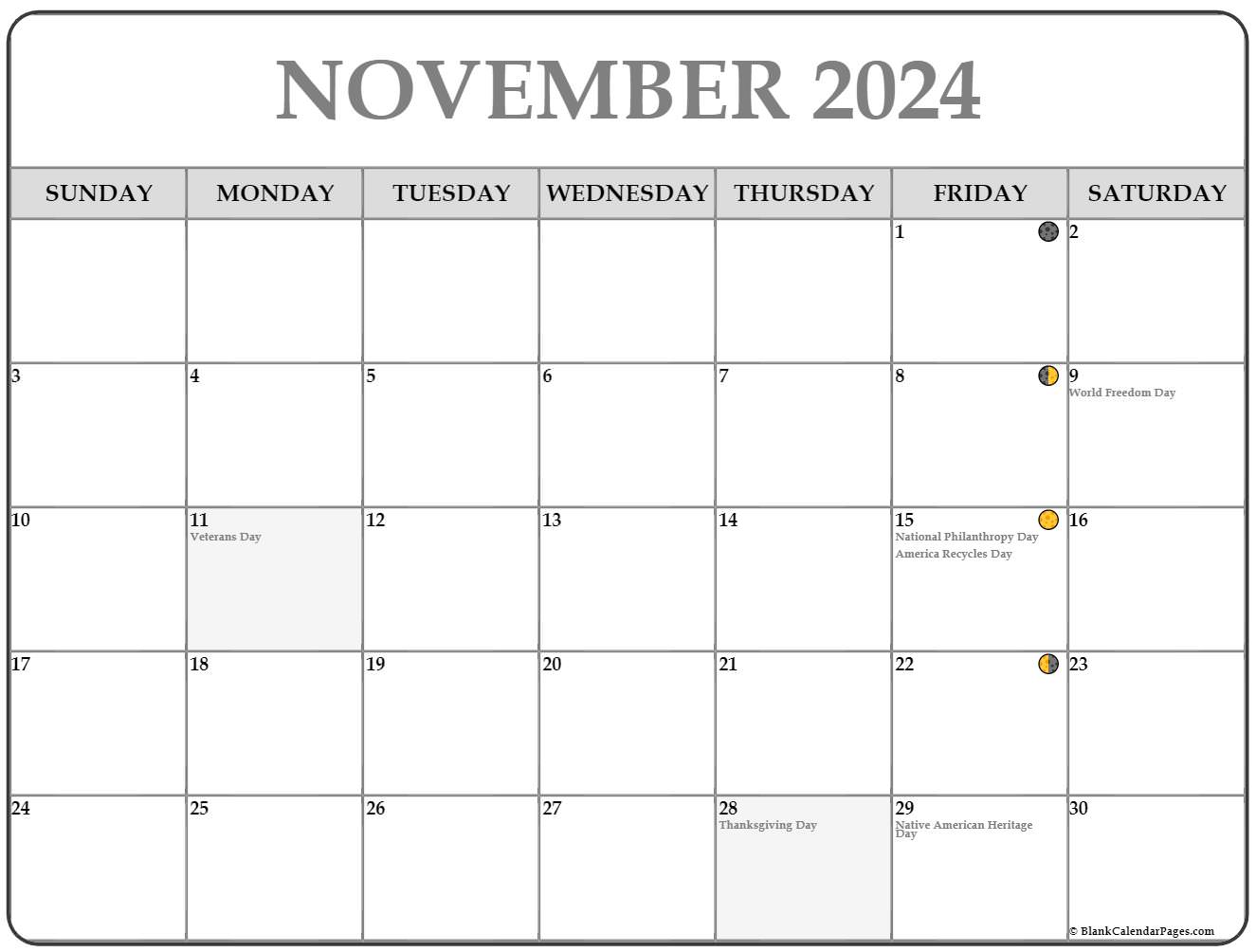 November 2024 Lunar Calendar Moon Phase Calendar