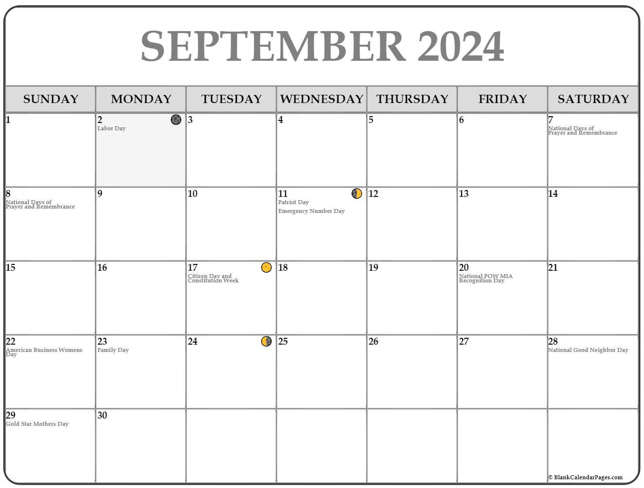 Moon Calendar September 2022 September 2021 Lunar Calendar | Moon Phase Calendar