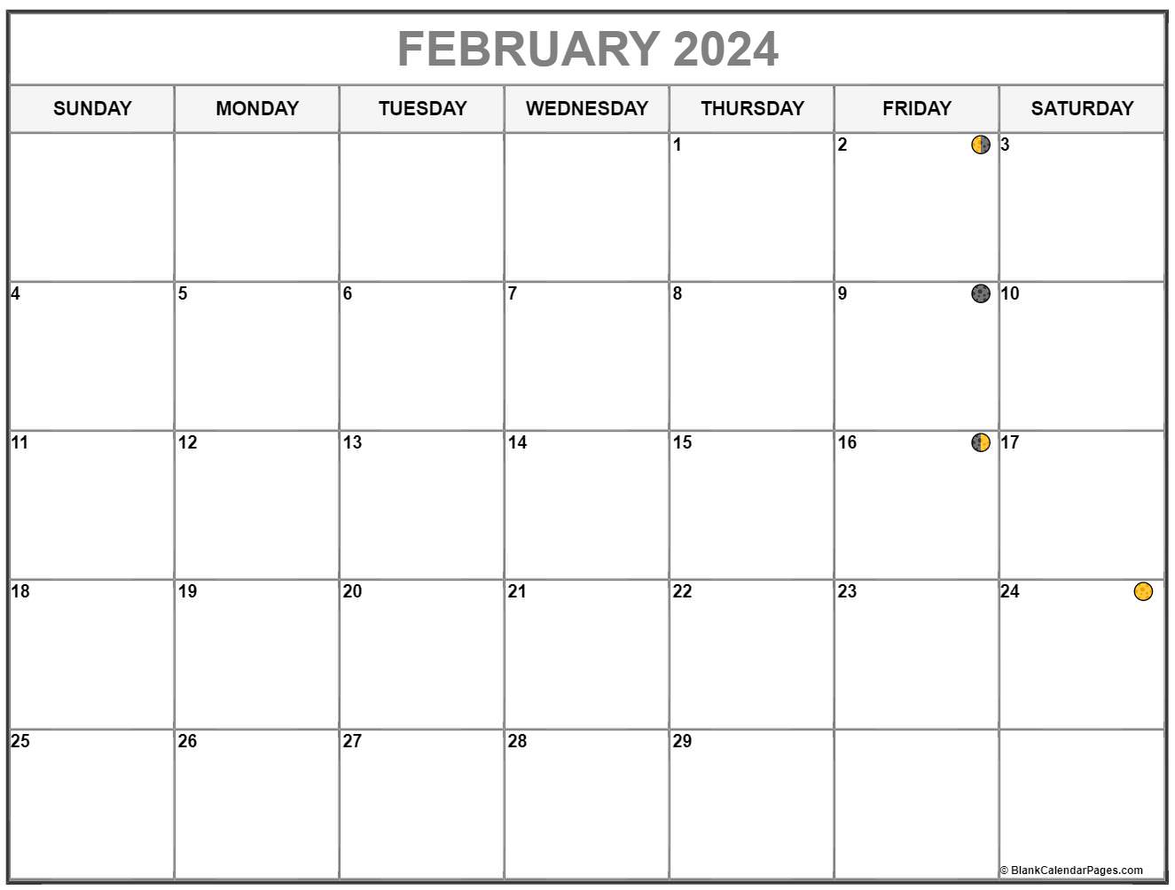 February 2024 Lunar Calendar Moon Phase Calendar