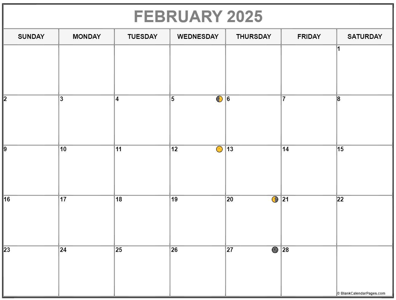 February 2025 Lunar Calendar Moon Phase Calendar