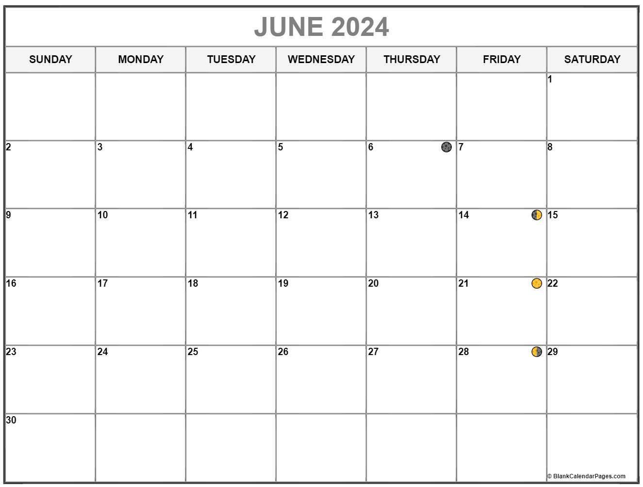 Calendar For June 2024 With Moon Phases 2024 Calendar Excel