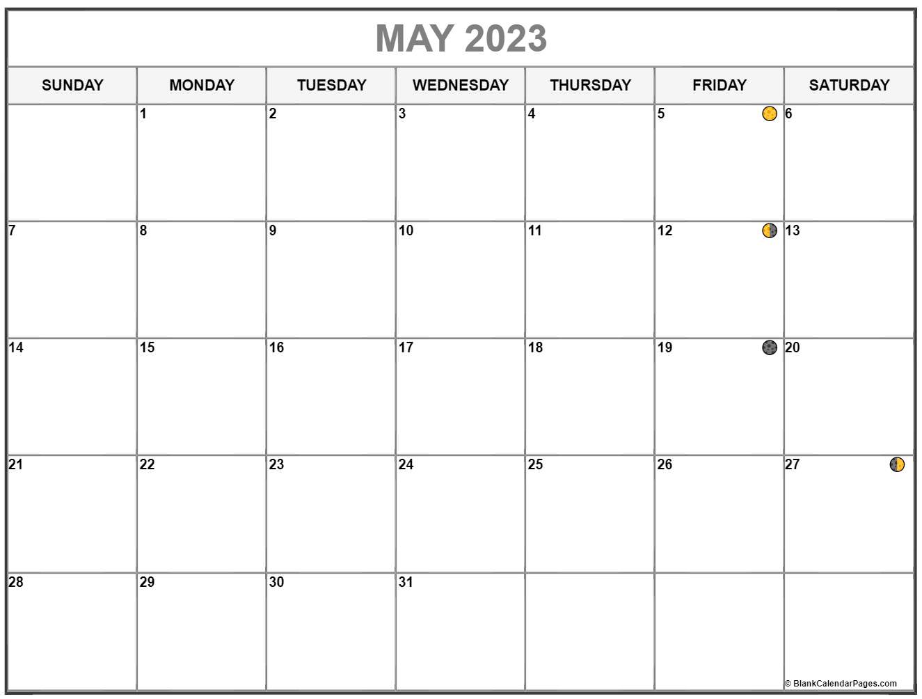 May 2023 Lunar Calendar | Moon Phase Calendar