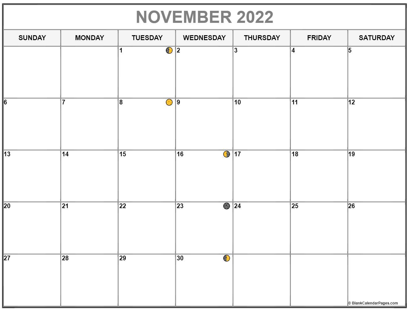 November 2022 Lunar Calendar Moon Phase Calendar