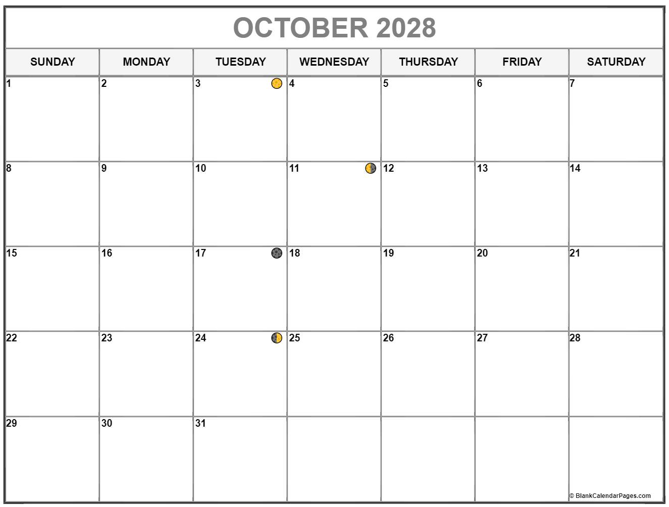 October 2028 lunar calendar