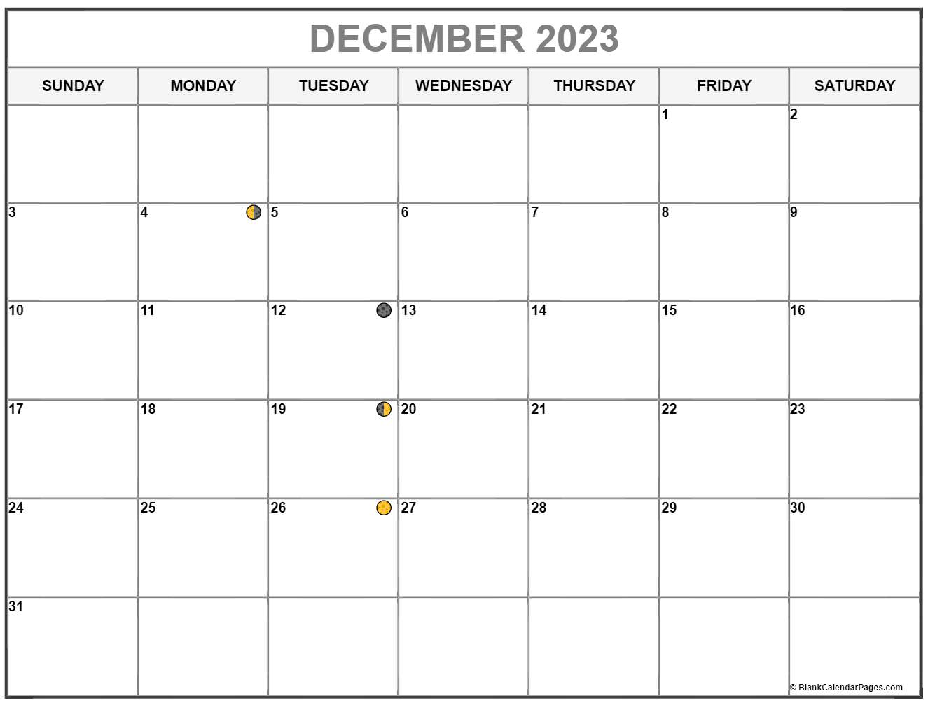 december 2023 Lunar Calendar Moon Phase Calendar