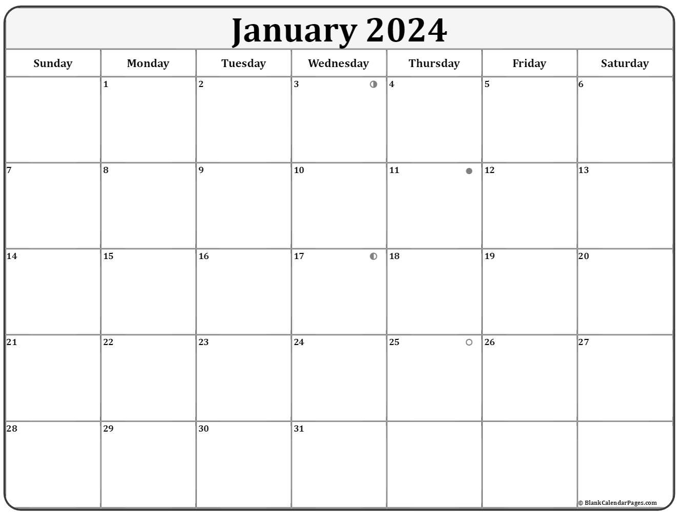 January 2020 Lunar Calendar | Moon Phase Calendar