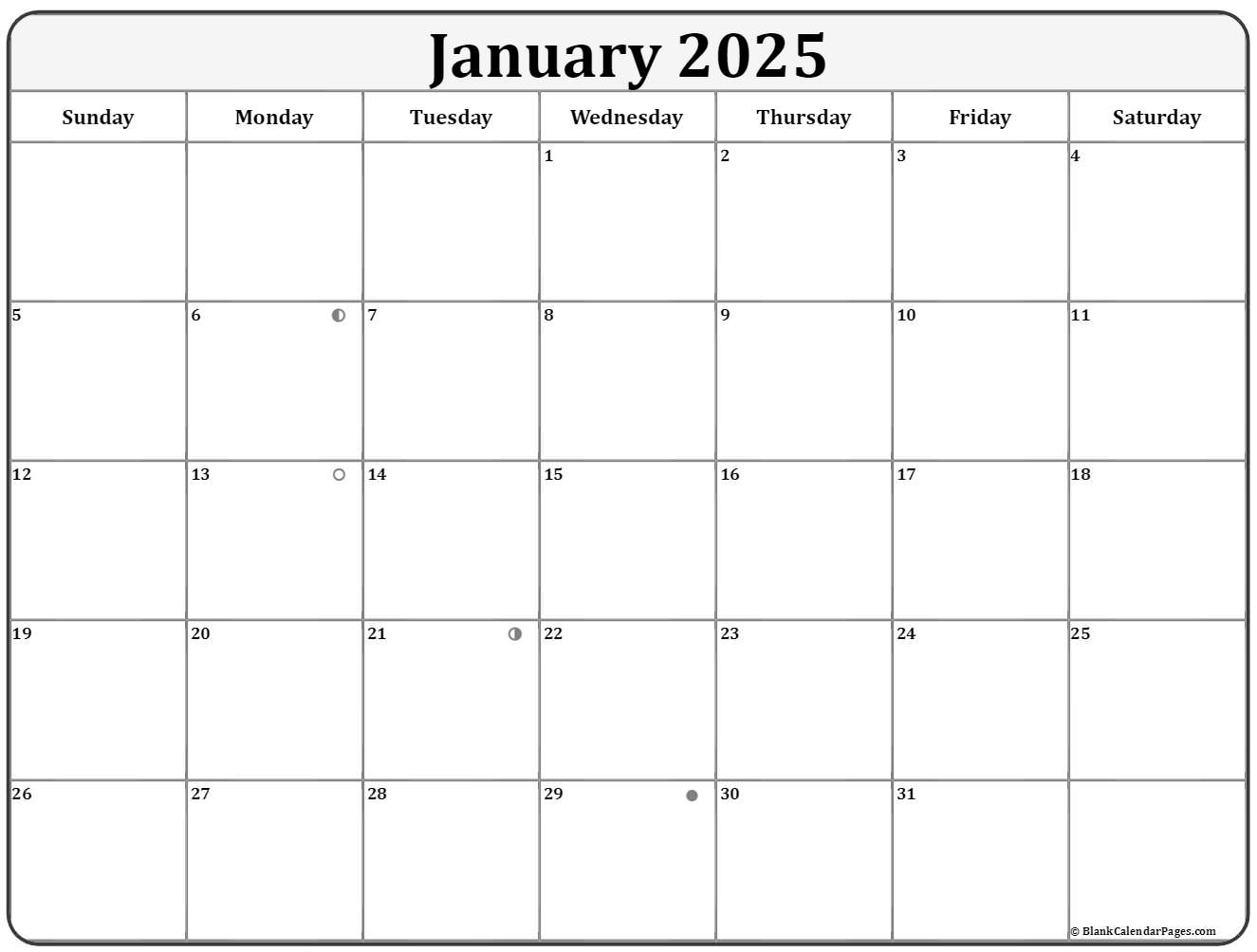 January 2025 Calendar Moon Phase