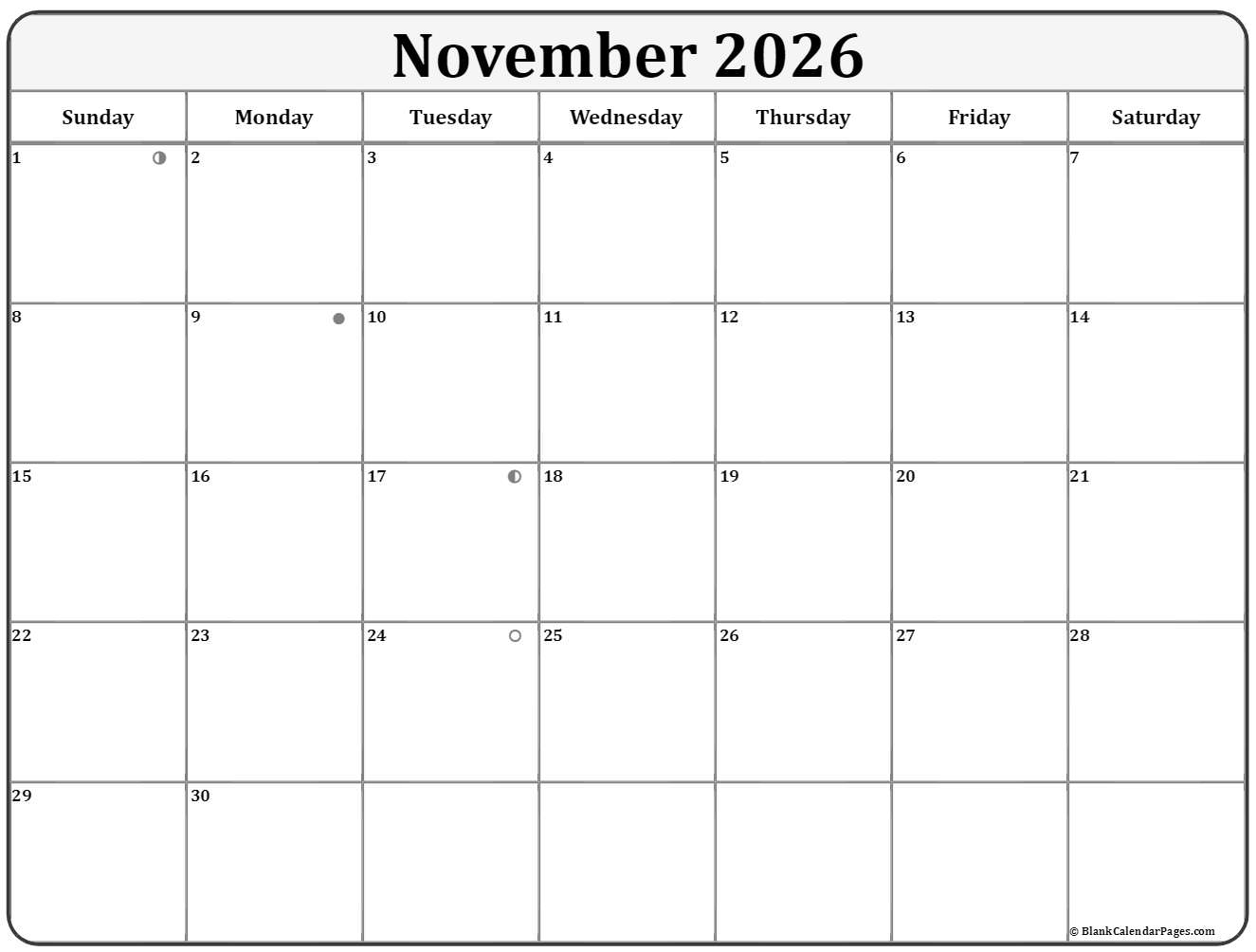 November 2020 Lunar Calendar Moon Phase Calendar