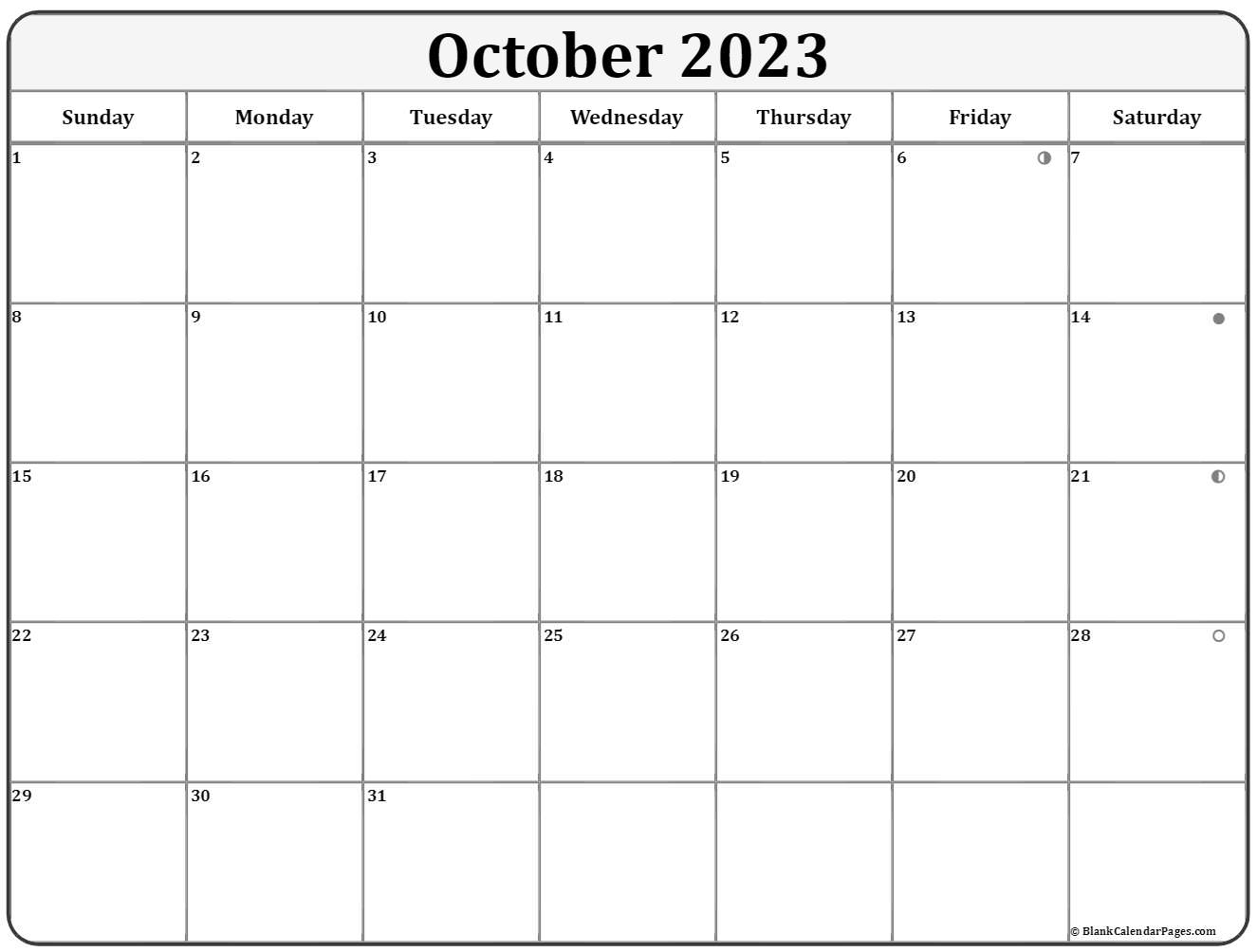 Moon Phases October 2023 2023 Calendar