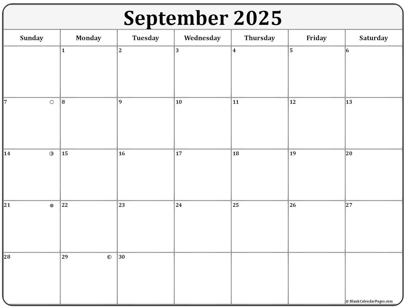 September 2025 Lunar Calendar Moon Phase Calendar