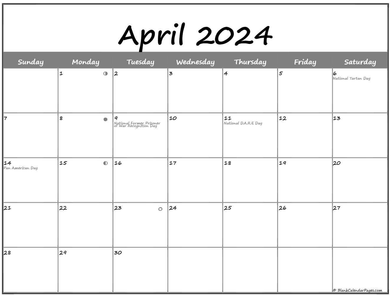 April 2024 Lunar Calendar Moon Phase Calendar