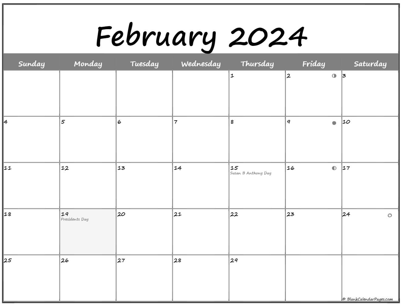 February 2024 Lunar Calendar Moon Phase Calendar