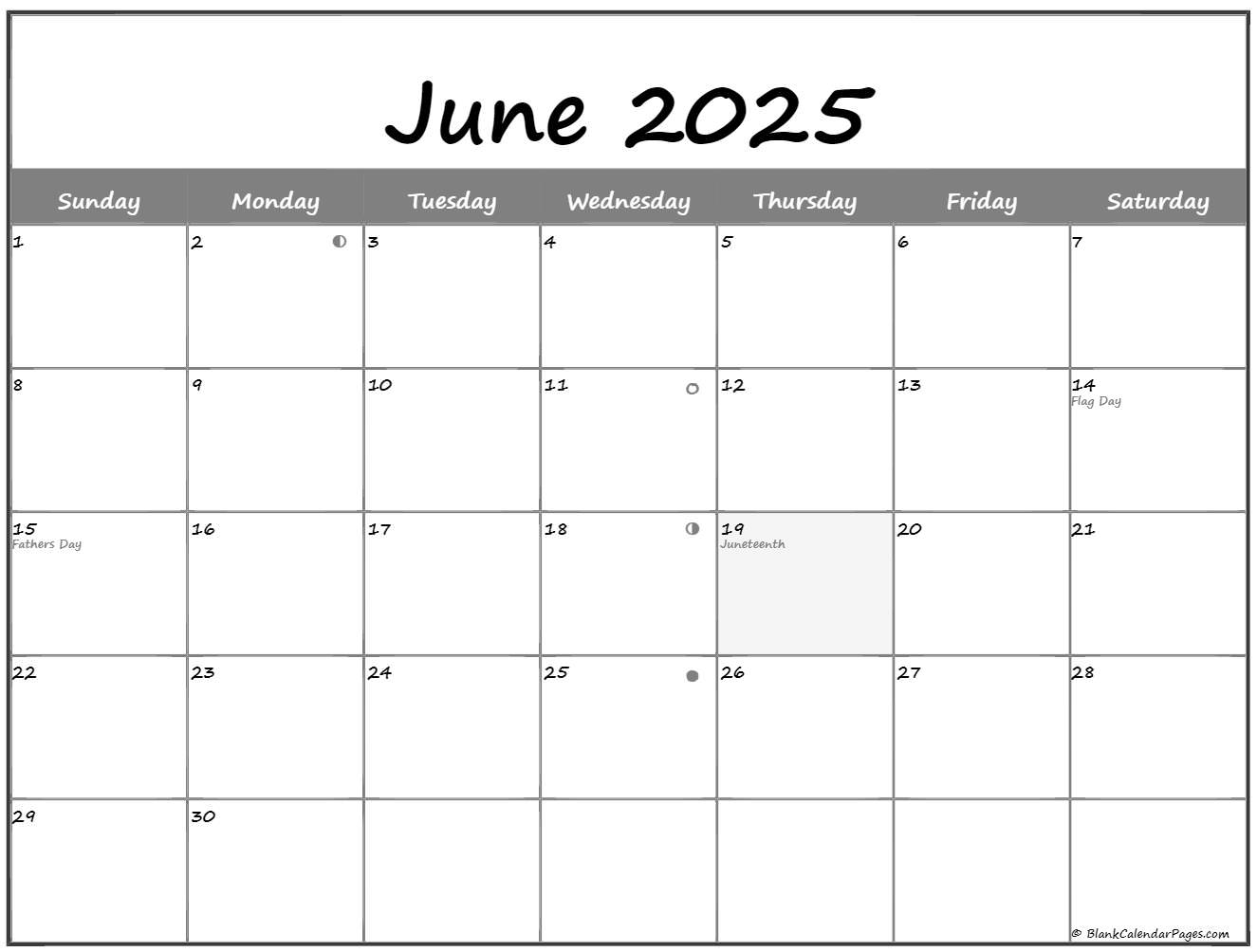 June 2025 Lunar Calendar Moon Phase Calendar