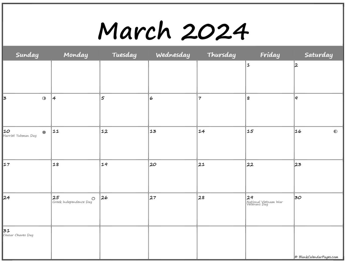 March 2019 Lunar Calendar
