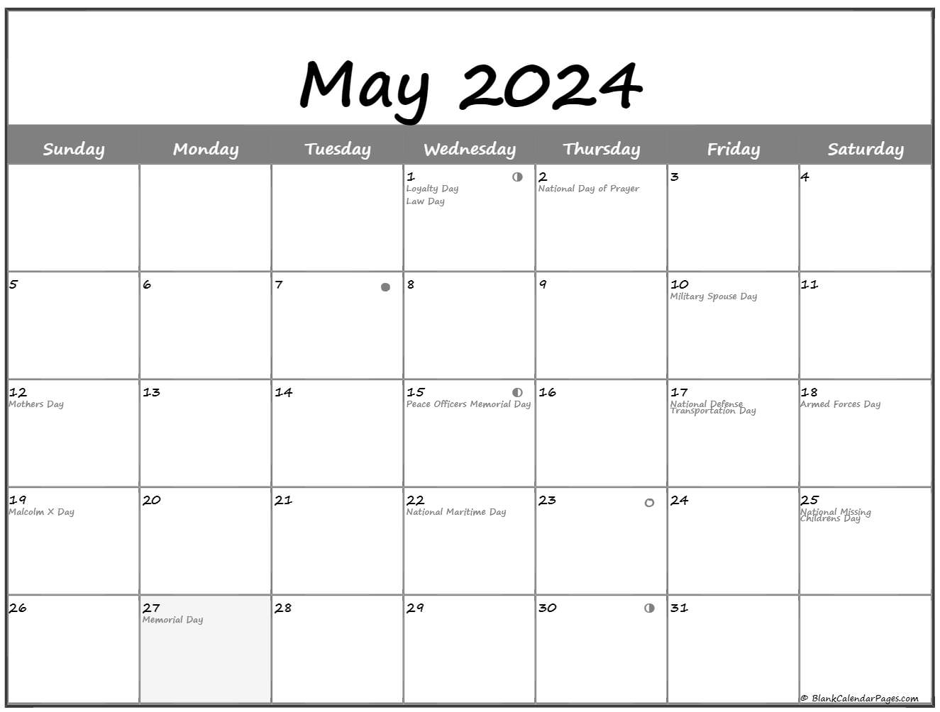 Free Printable 2024 Monthly Calendar With Holidays Moon Phases 2024