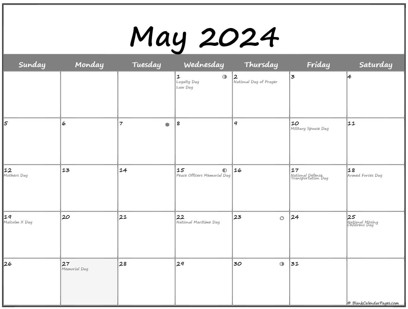 Free Printable 2024 Monthly Calendar With Holidays Moon Phases 2024 