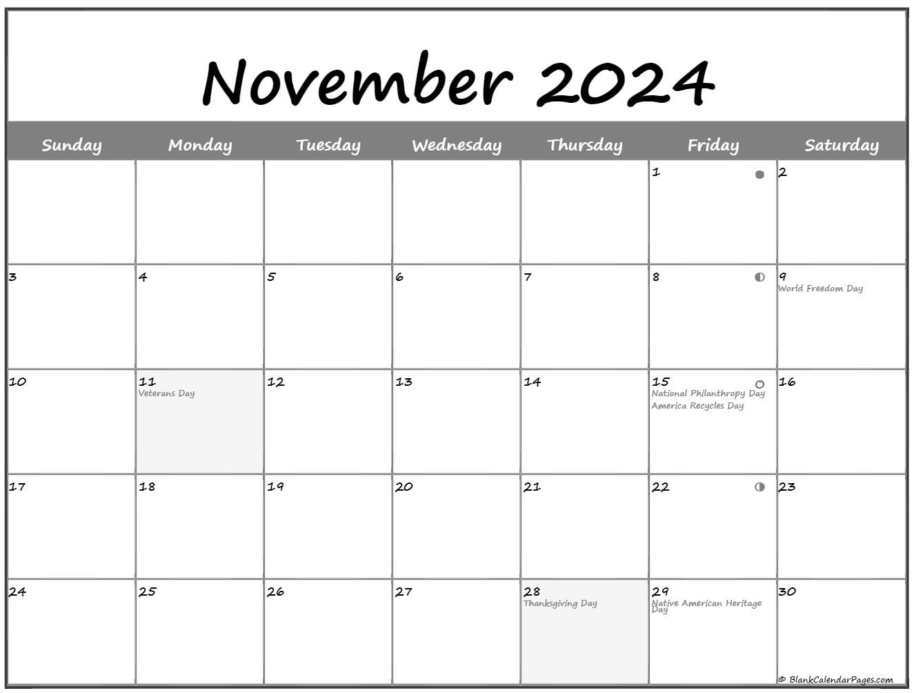 November 2022 Lunar Calendar | Moon Phase Calendar